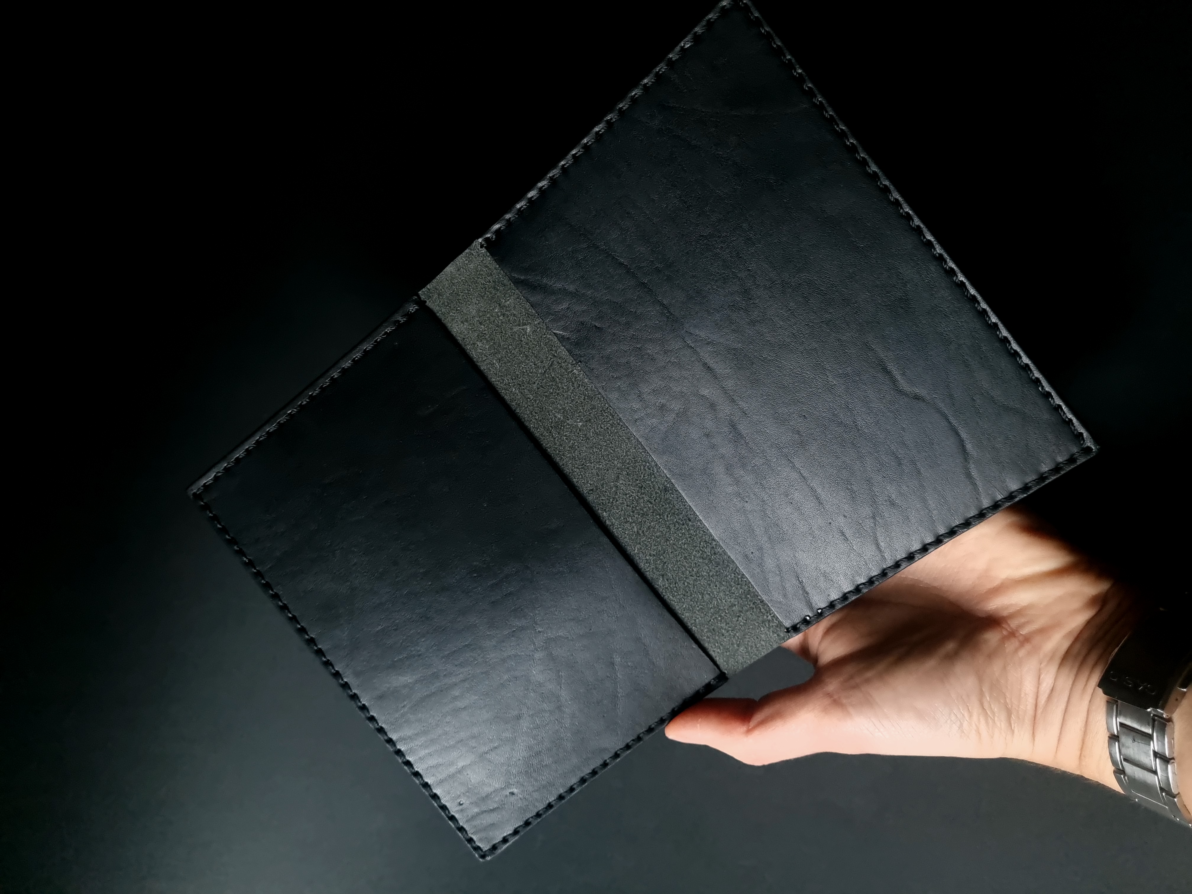 Horween Derby leather A6 document case - Black