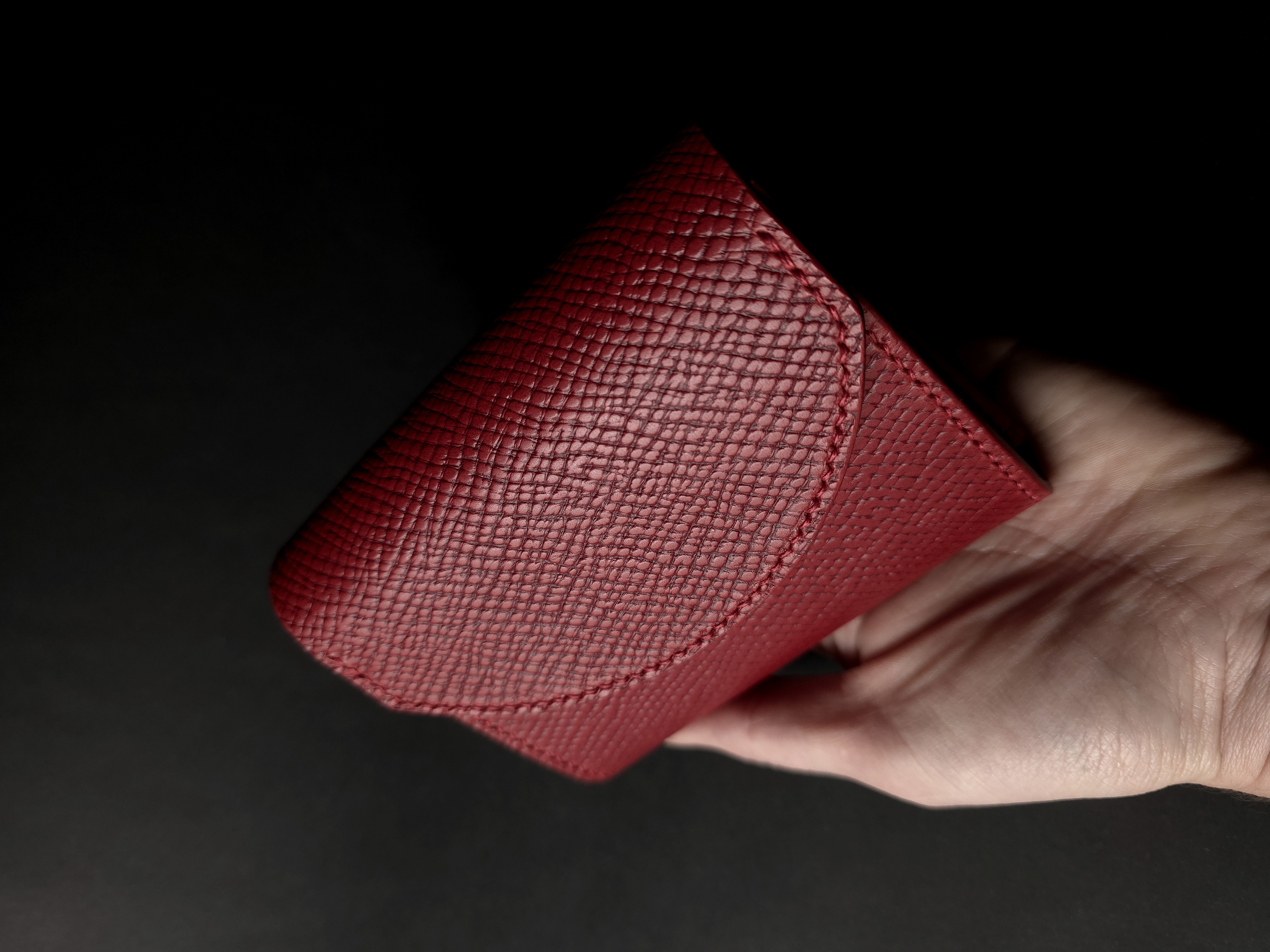 Red Full Grain Leather Flap Wallet with Coin Pouch