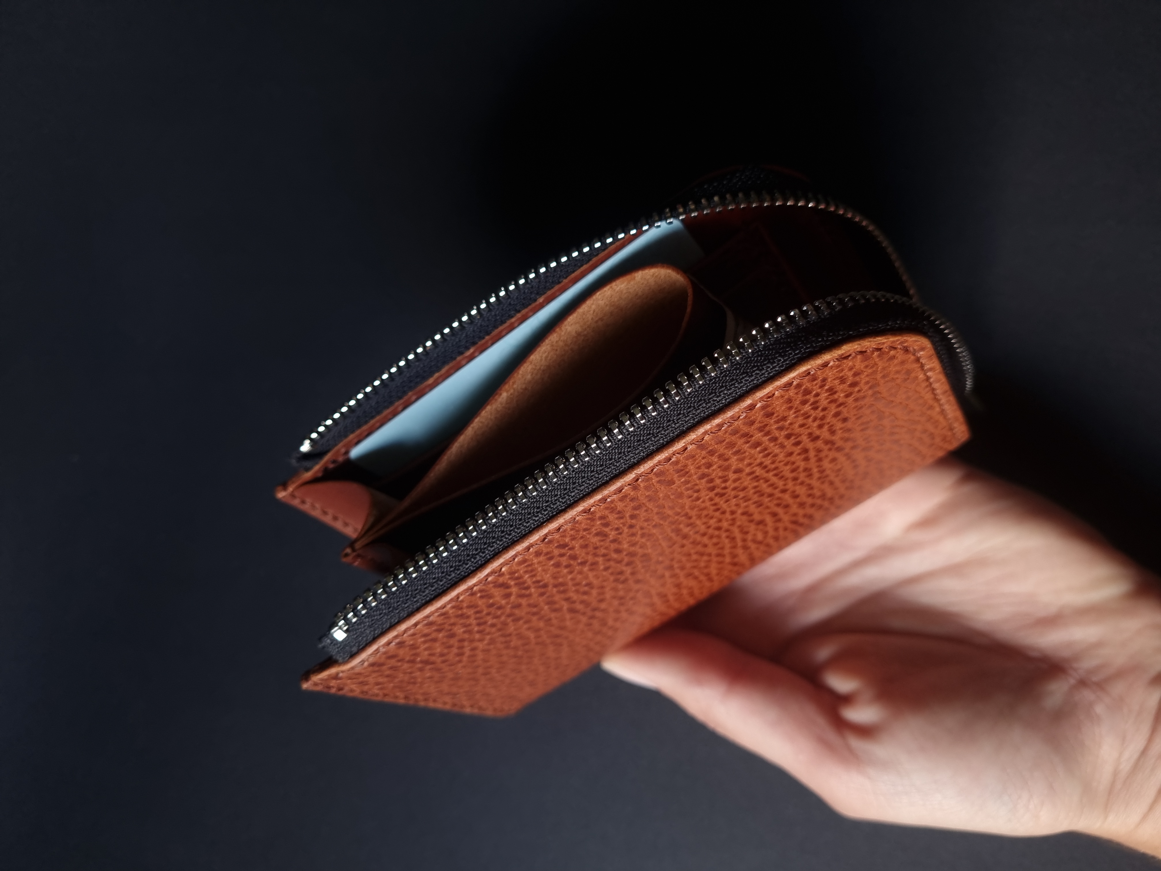 Brown Full Grain Leather L-Shape Wallet