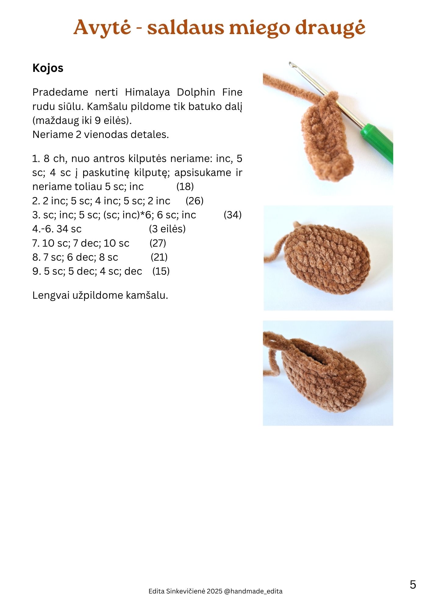 Kailinė avytė nėrimo vąšeliu aprašymas