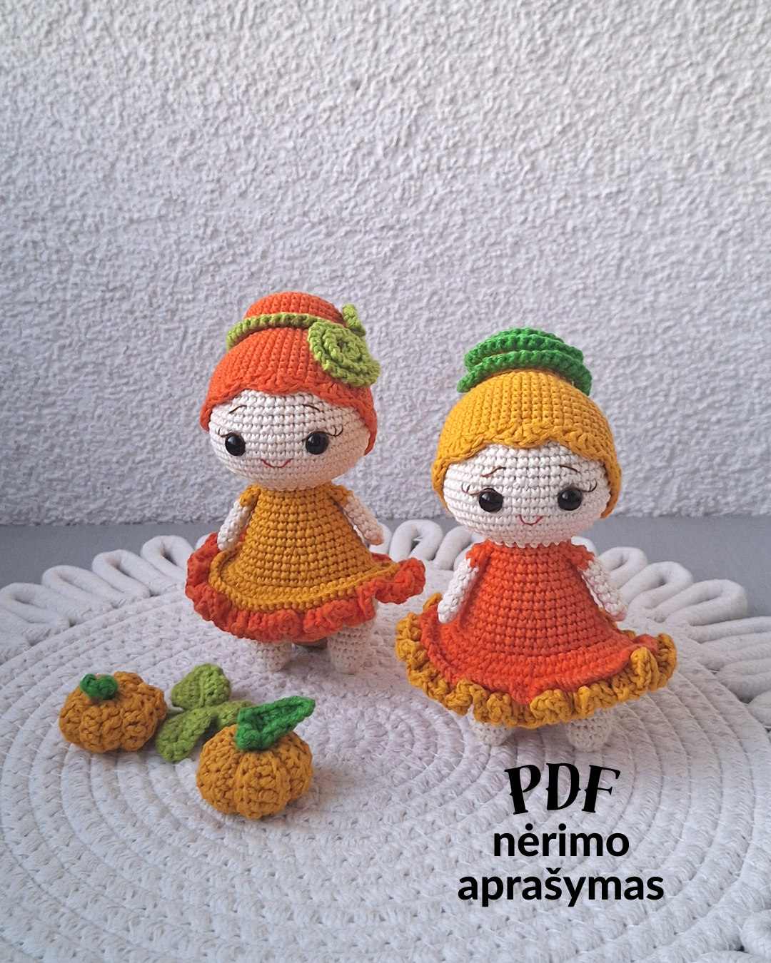 Lėlytė Moliūgėlė nėrimo vąšeliu aprašymas