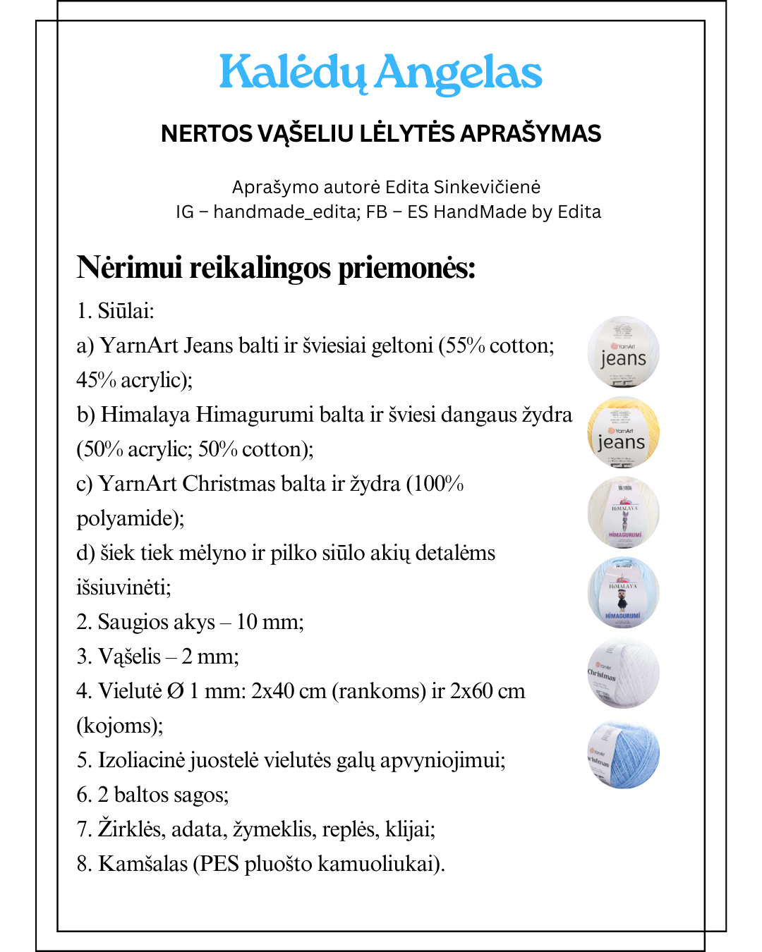 Lėlytė Kalėdų Angelas nėrimo vąšeliu aprašymas