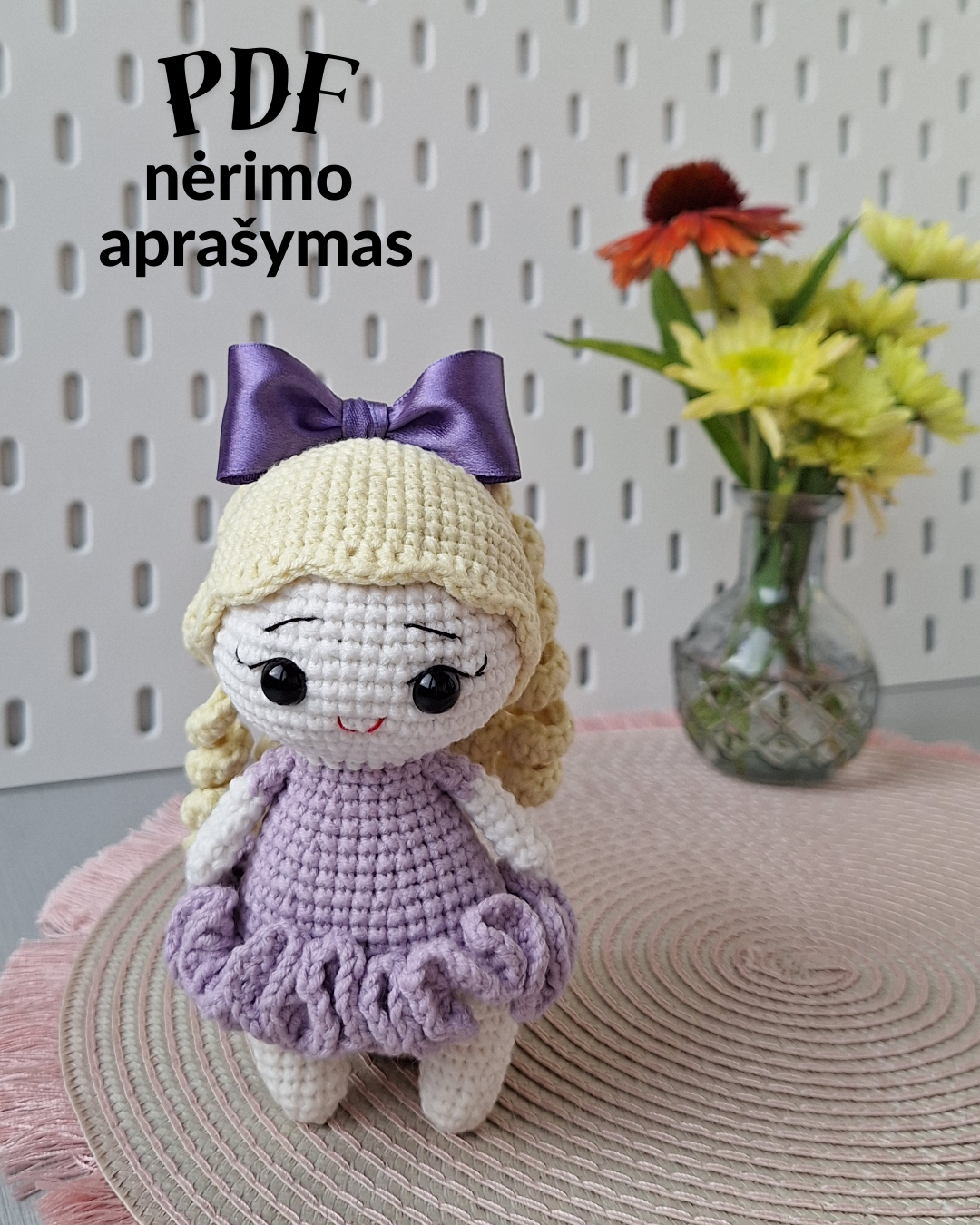 Lėlytė Violeta nėrimo vąšeliu aprašymas