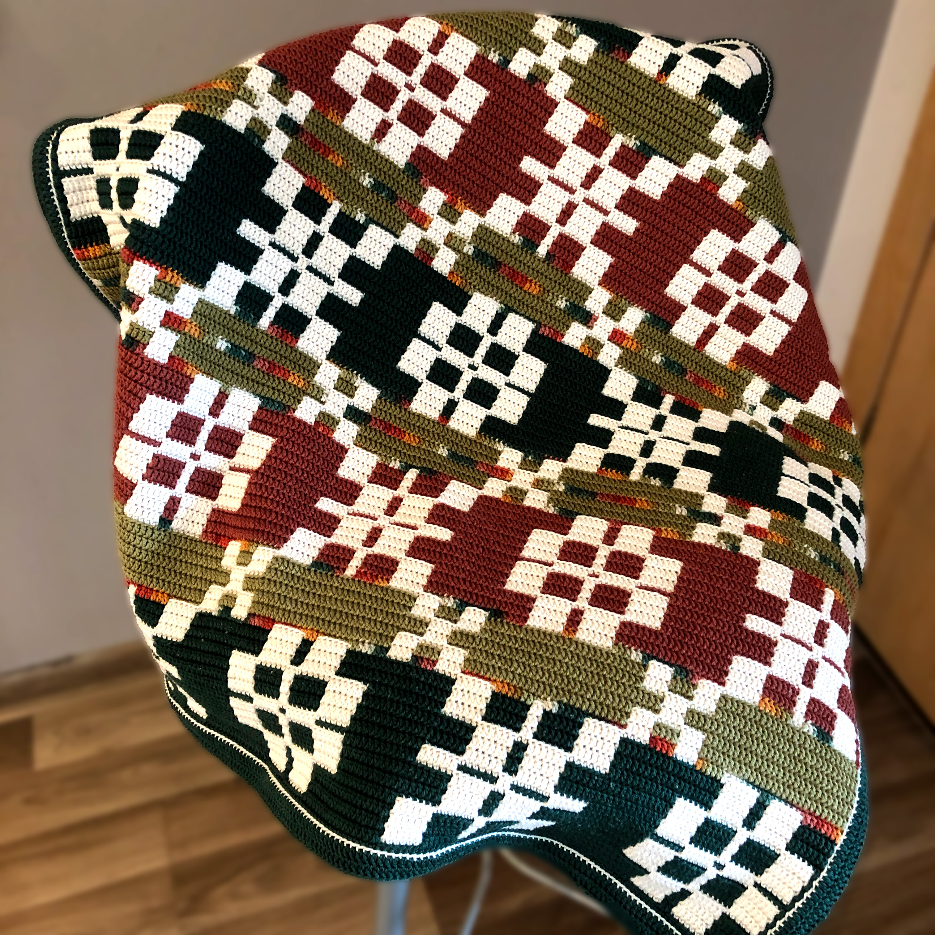 Mozaikinis Pledas Katpėdėlė nėrimo schema/aprašymas