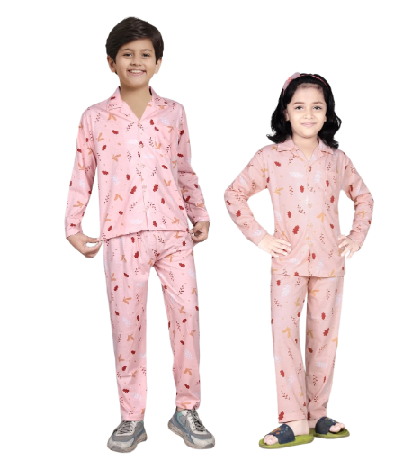 Kids Pink Printed Track Suits
