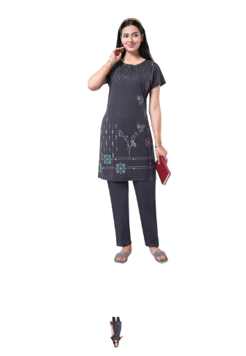 KLNS 9086 Kurti Long Night Suit