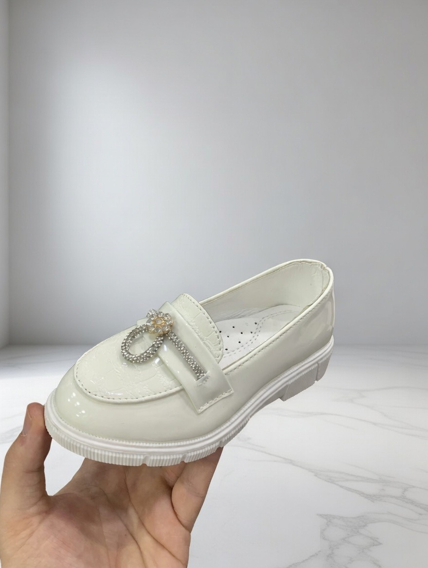 Mocassin blanc fille