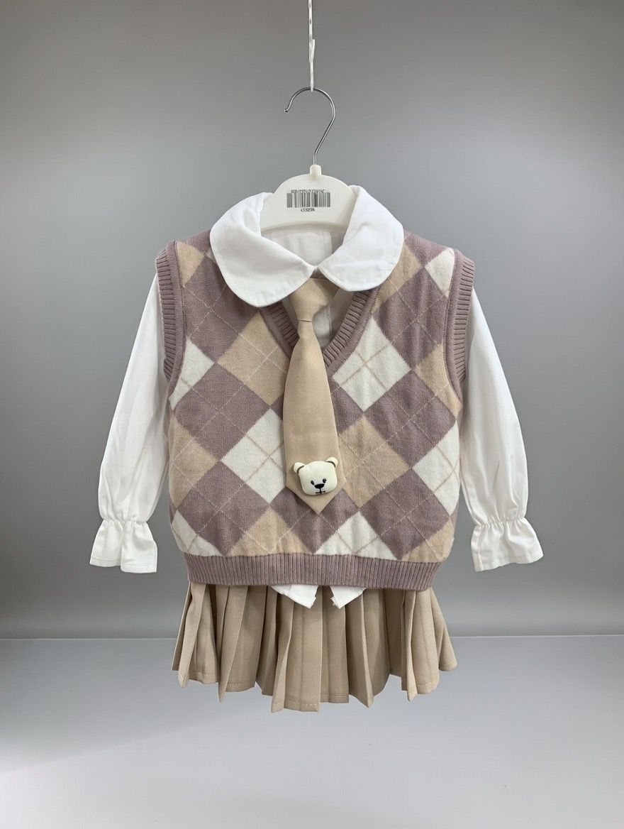 Ensemble fille chic à carreaux