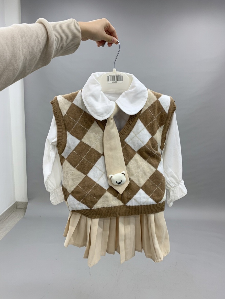 Ensemble fille chic à carreaux