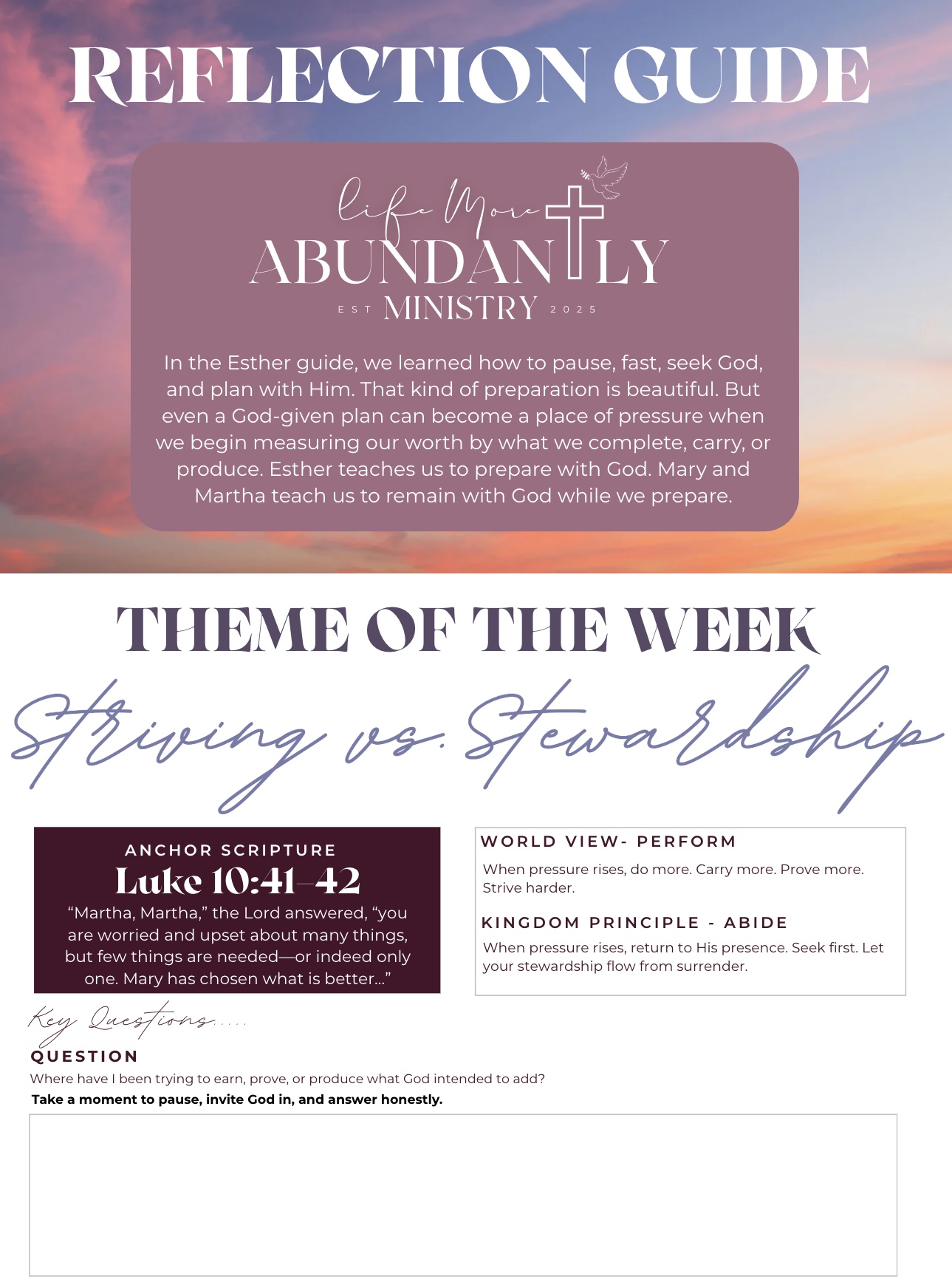 Striving vs. Stewardship: A Mary & Martha Reflection Guide