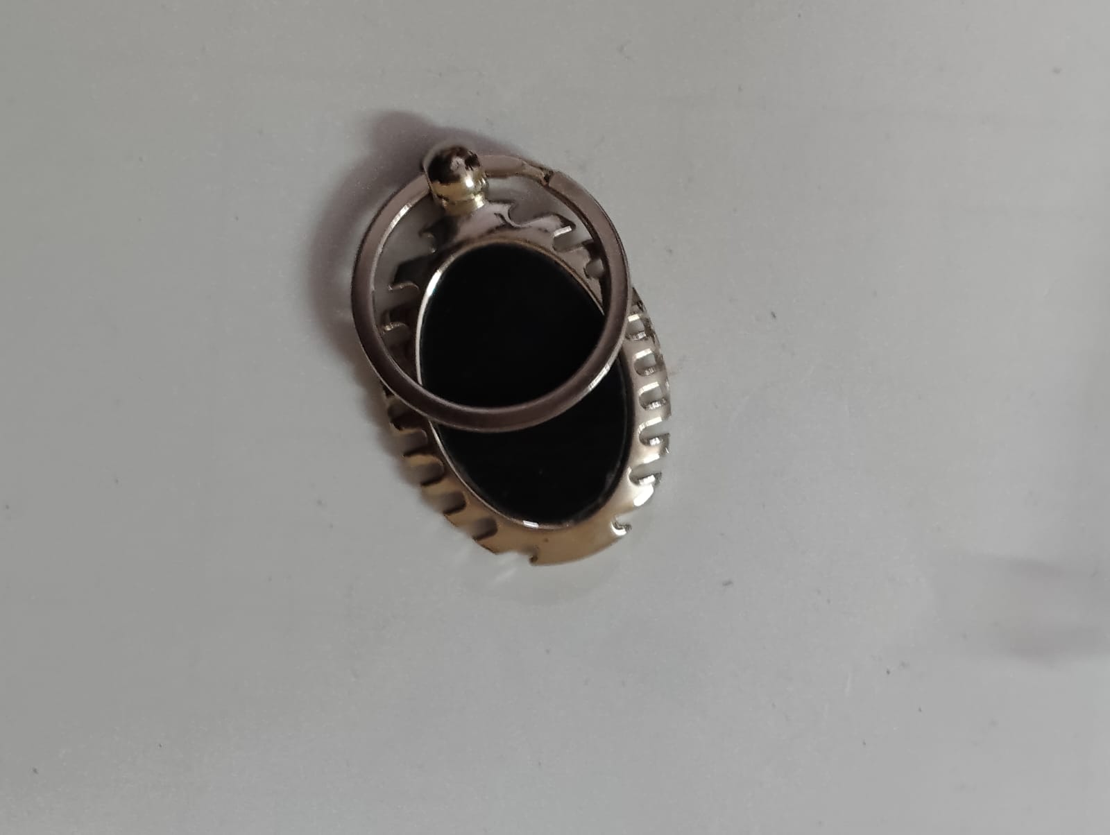 Black Stone Silver Keychain