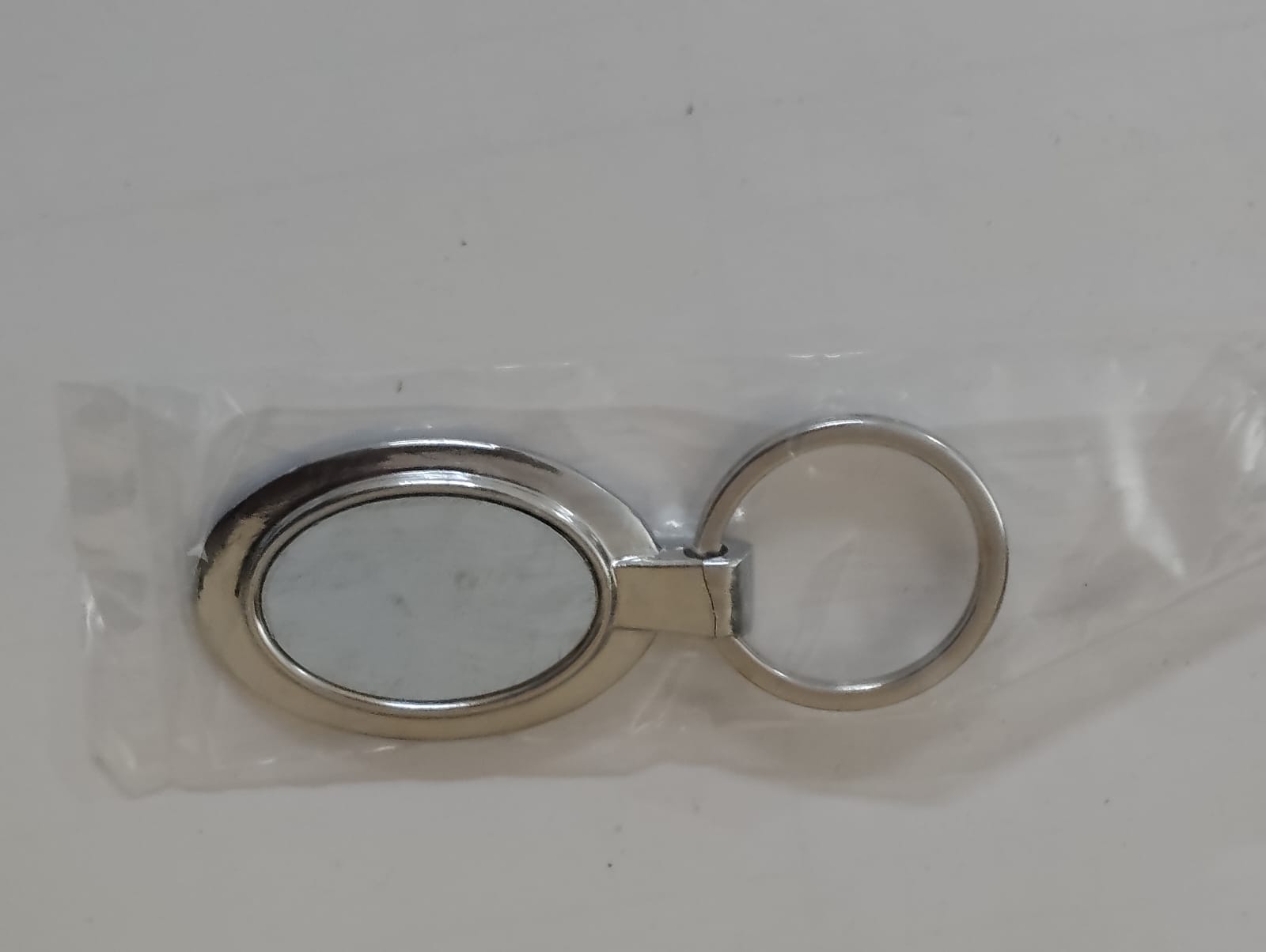 Silver Oval Metal Keychain