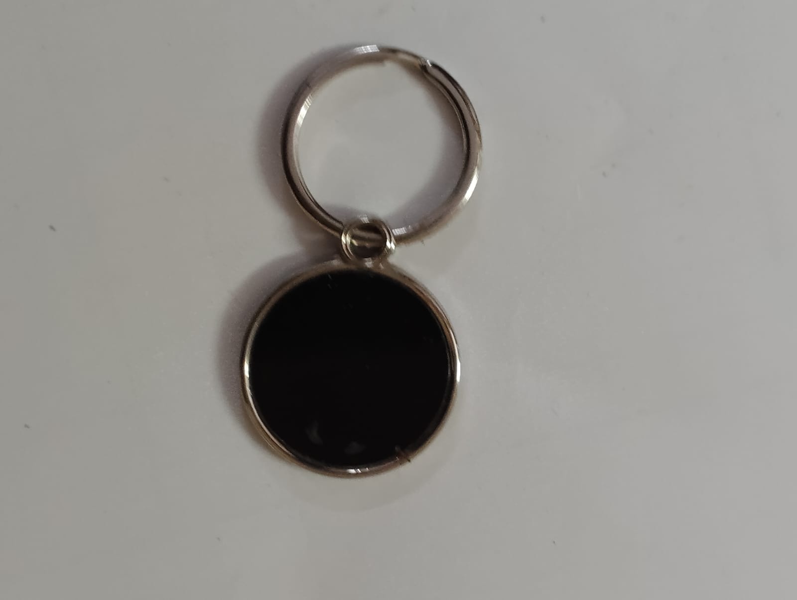 Round Black Metal Keychain