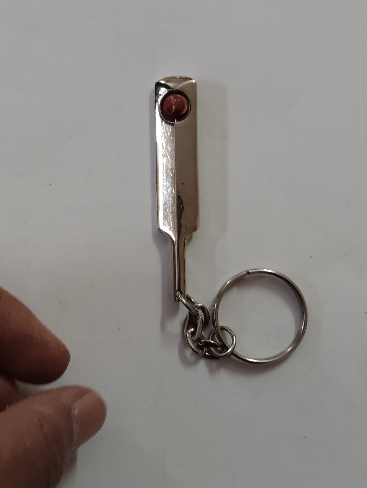 Metal Keychain with Amber Accent