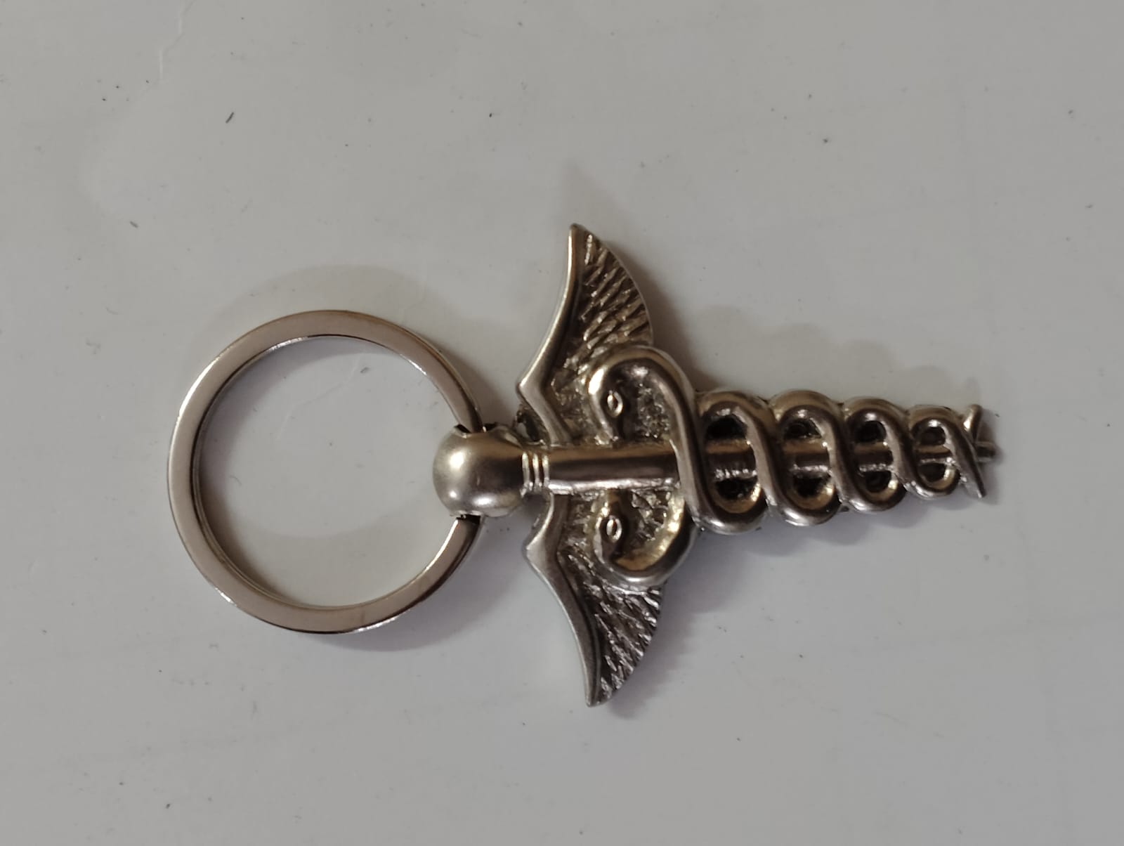 Caduceus Metal Keychain