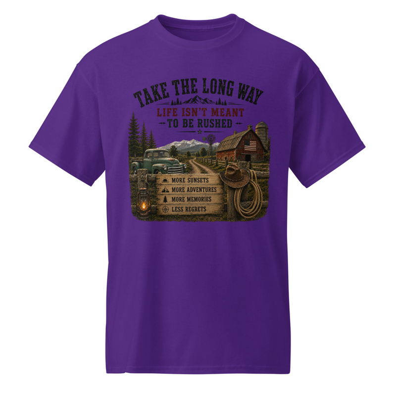 Farm/Country - Take The Long Way Theme(No Background) Premium T-Shirt