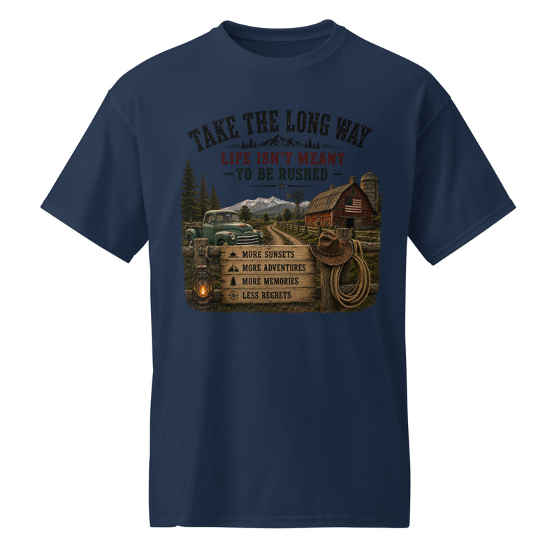 Farm/Country - Take The Long Way Theme(No Background) Premium T-Shirt