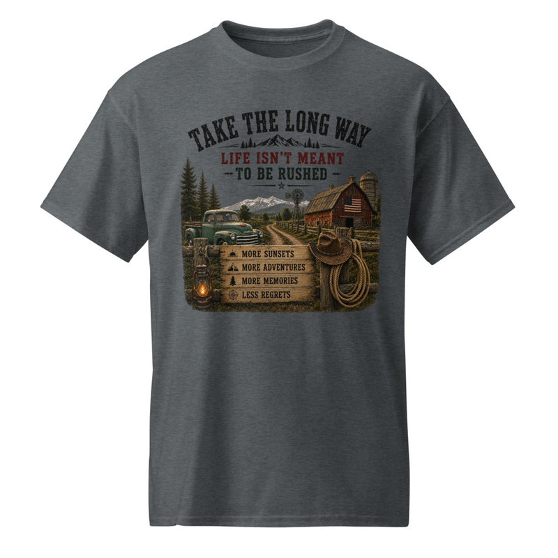 Farm/Country - Take The Long Way Theme(No Background) Premium T-Shirt