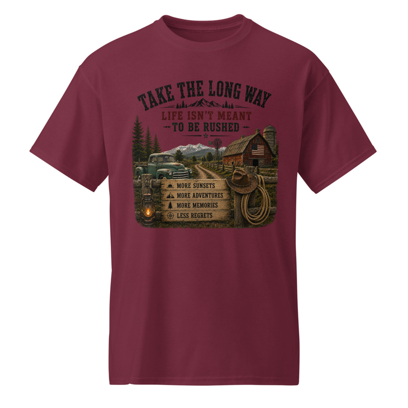 Farm/Country - Take The Long Way Theme(No Background) Premium T-Shirt