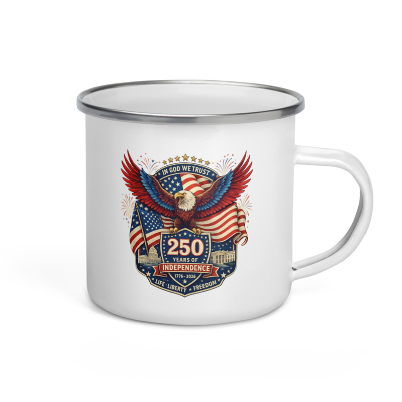 America 250 Patriotic Eagle/Flag Mug – Enamel