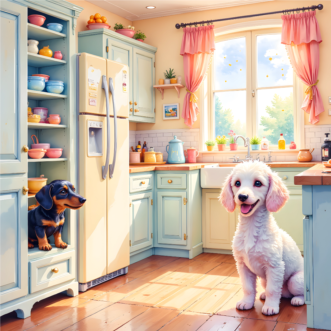 Animaux Douillets à la Maison Dans la Cuisine 