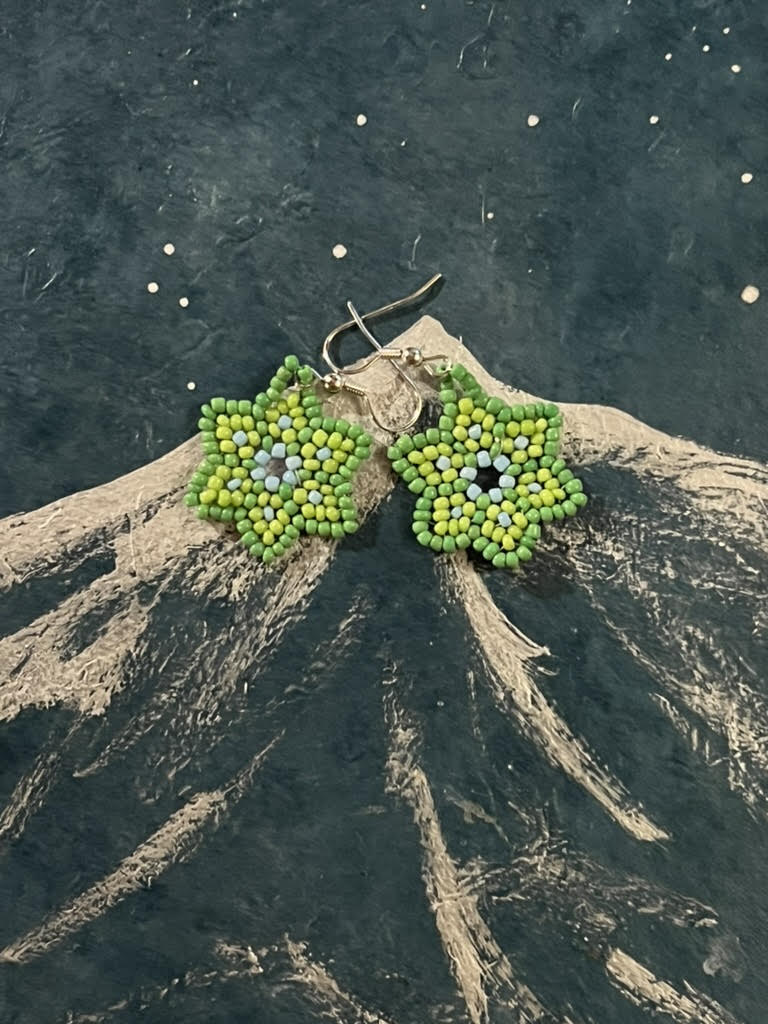 Green & Blue Flower Earrings