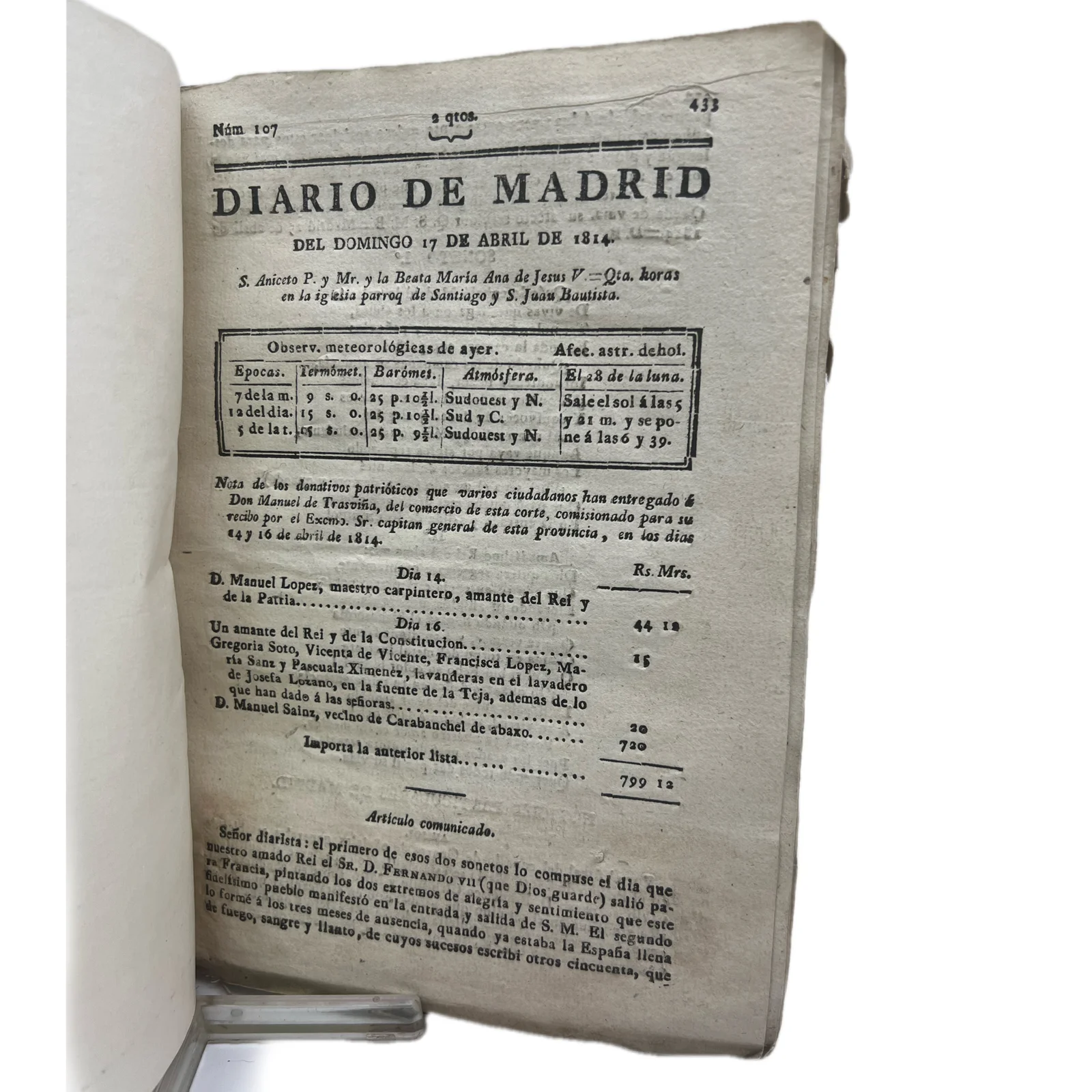 POESÍAS PUBLICADAS EN EL DIARIO DE MADRID (1814 A 1818)