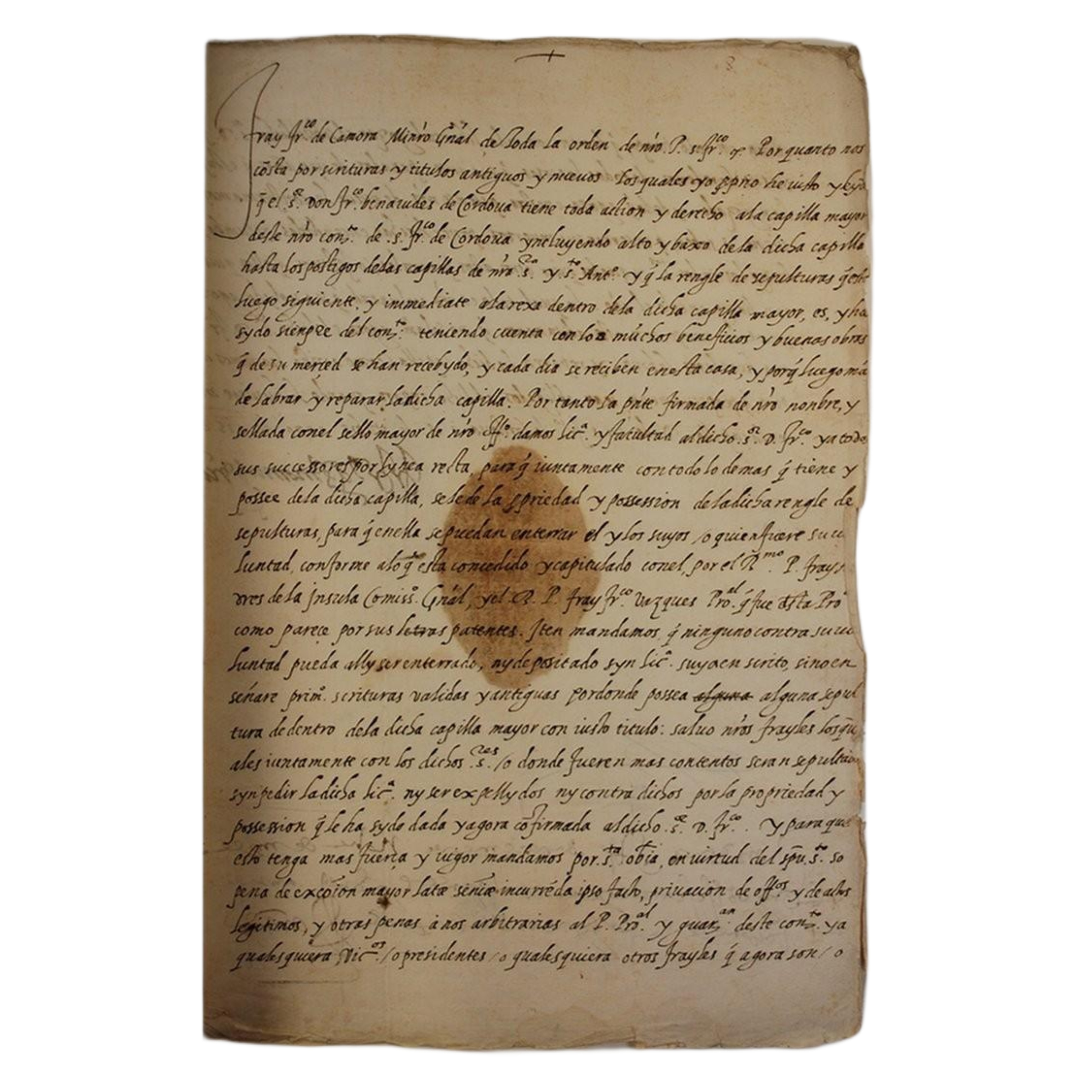 FRANCISCANOS - PERMISO DE ENTERRAMIENTO EN EL MONASTERIO - 1564