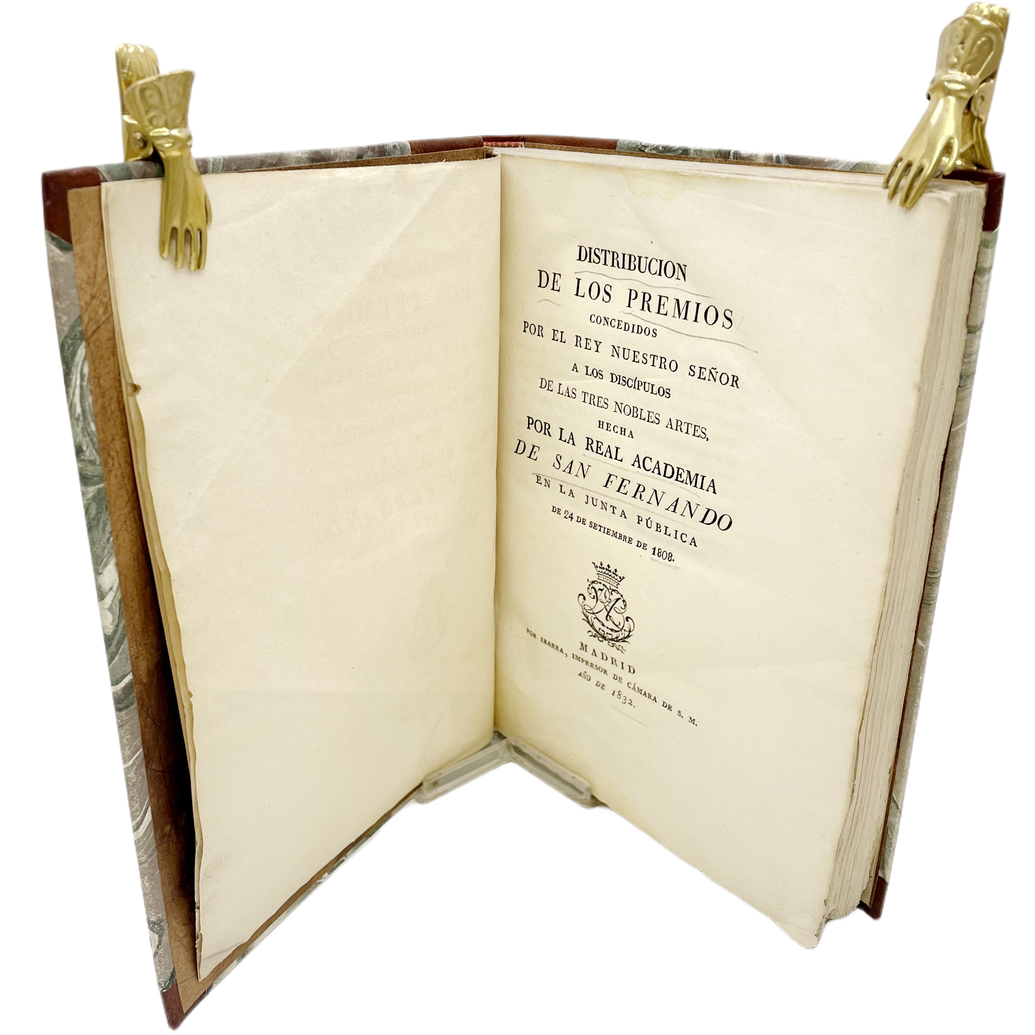 DISTRIBUCIÓN DE LOS PREMIOS CONCEDIDOS POR EL REY NUESTRO SEÑOR A LOS DISCÍPULOS DE LAS TRES NOBLES ARTES HECHA EN LA REAL ACADEMIA DE SAN FERNANDO EN LA JUNTA PÚBLICA DE 24 DE SEPTIEMBRE DE 1808