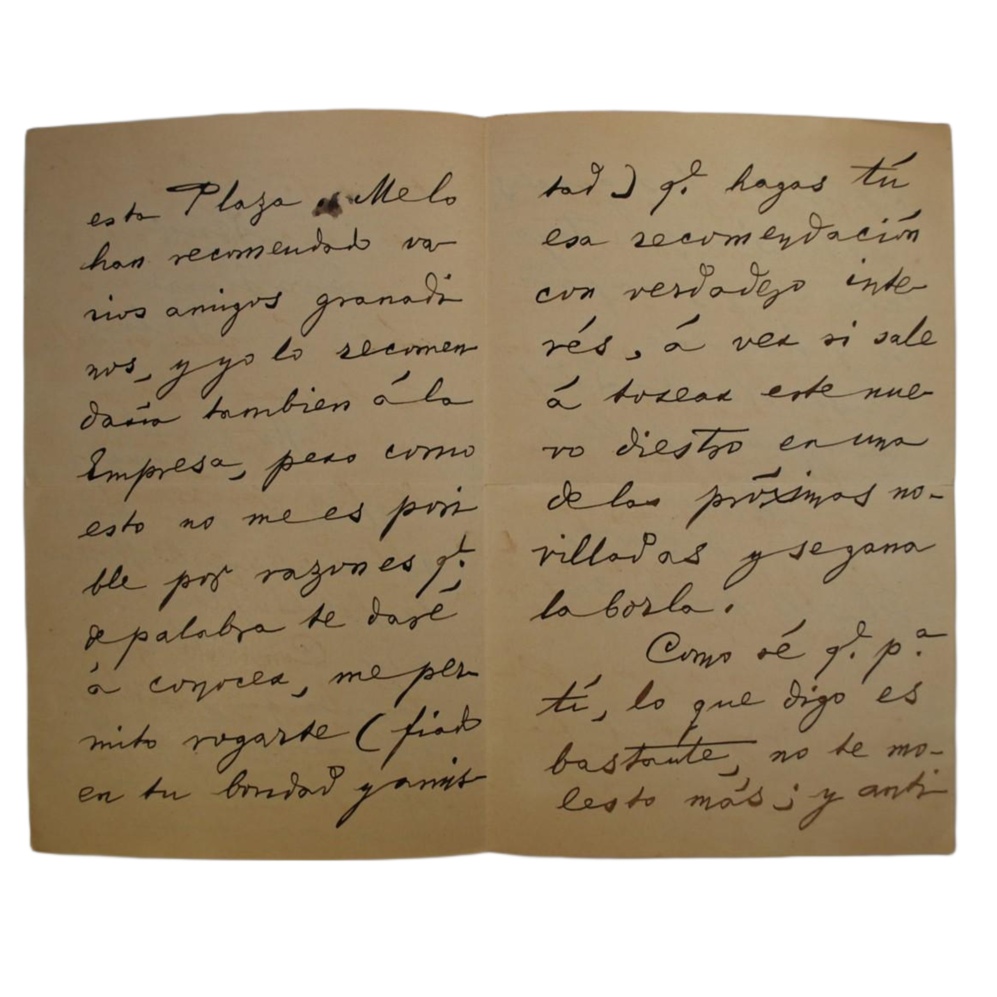 CARTA ORIGINAL MANUSCRITA DE MARIANO DE CAVIA DIRIGIDA A EDUARDO VELA (1892)