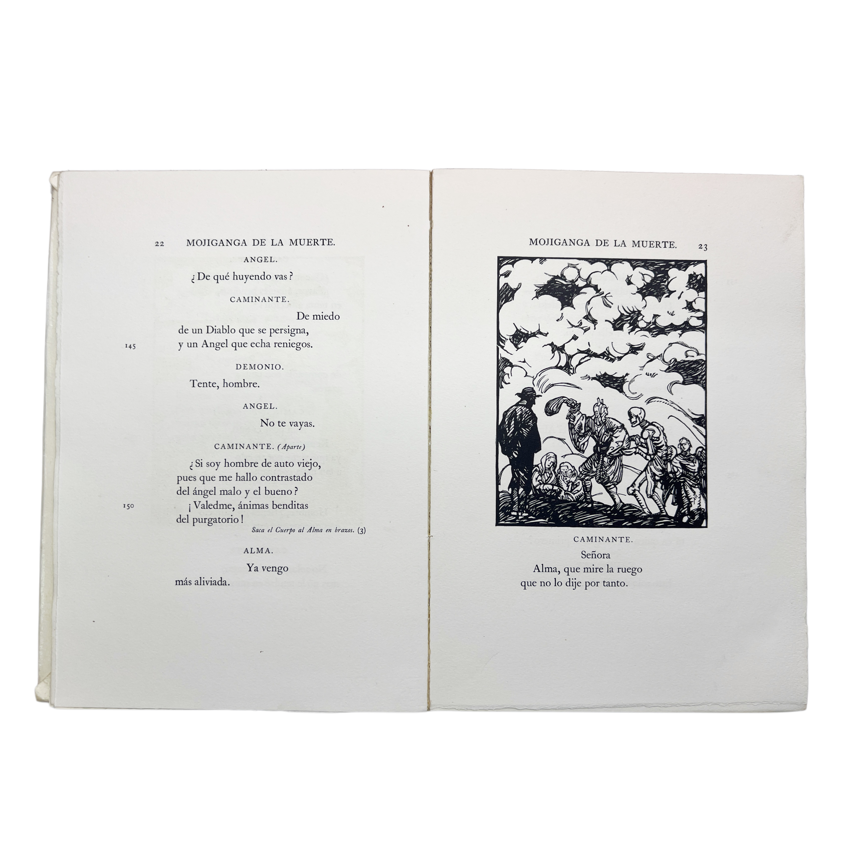 LA MOJIGANGA DE LA MUERTE DE DON PEDRO CALDERON DE LA BARCA. TEXTO DE A. VALBUENA PRAT CON UN PREFACIO DE AZORÍN Y UN APÉNDICE DE J.B. TREND. DIBUJOS DE MAXIME DETHOMAS GRABADOS AL BOJ POR LEÓN PICHON