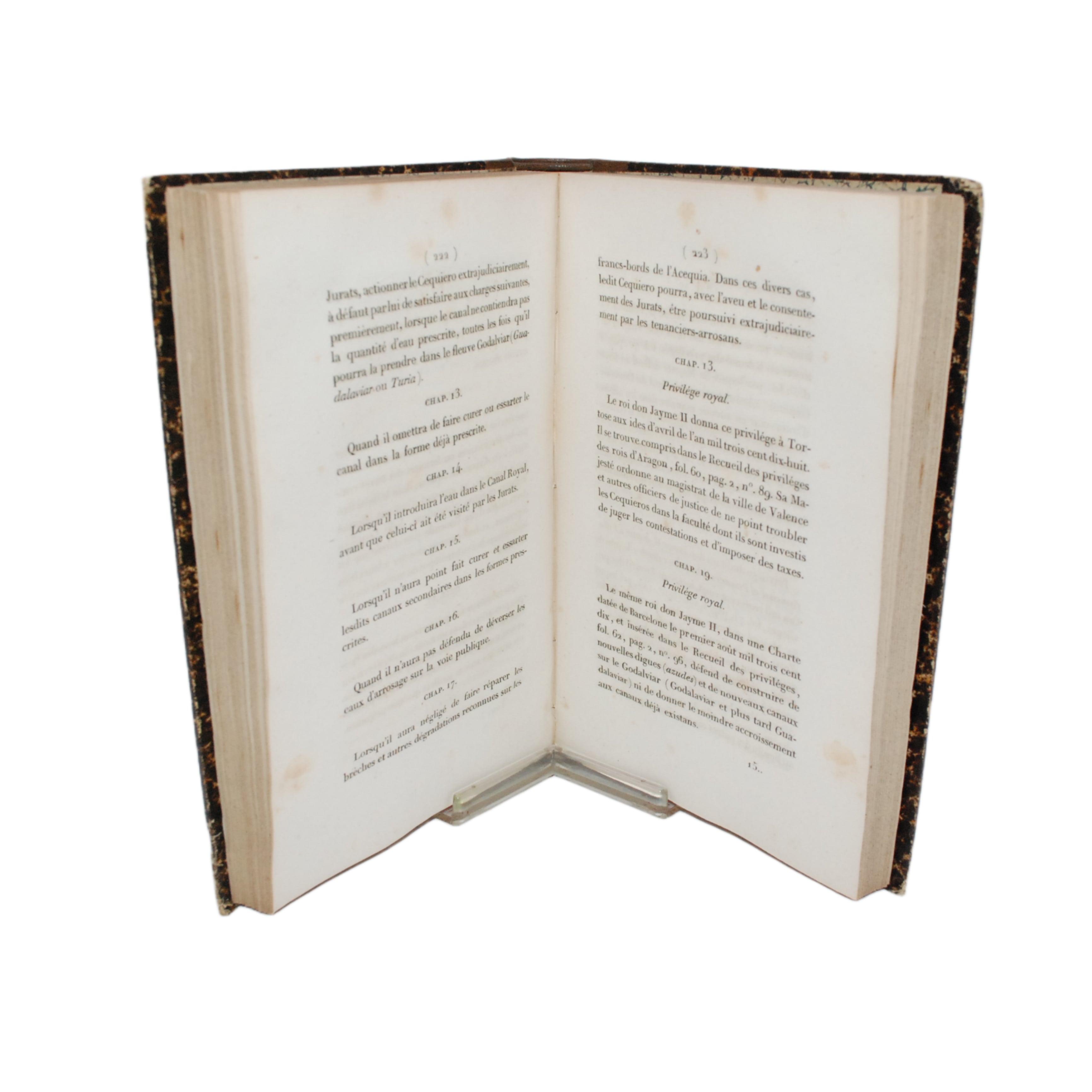VOYAGE EN ESPAGNE DANS LES ANNÉES 1816, 1817, 1818, 1819 OU RECHERCHES SUR LES ARROSAGES, SUR LES LOIS ET COUTUMES QUI LES RÉGISSENT, SUR LES LOIS DOMANIALES ET MUNICIPALES, CONSIDÉRÉS, COMME UN PUISSANT MOYEN DE PERFECTIONNER L'AGRICULTURE FRANÇAISE