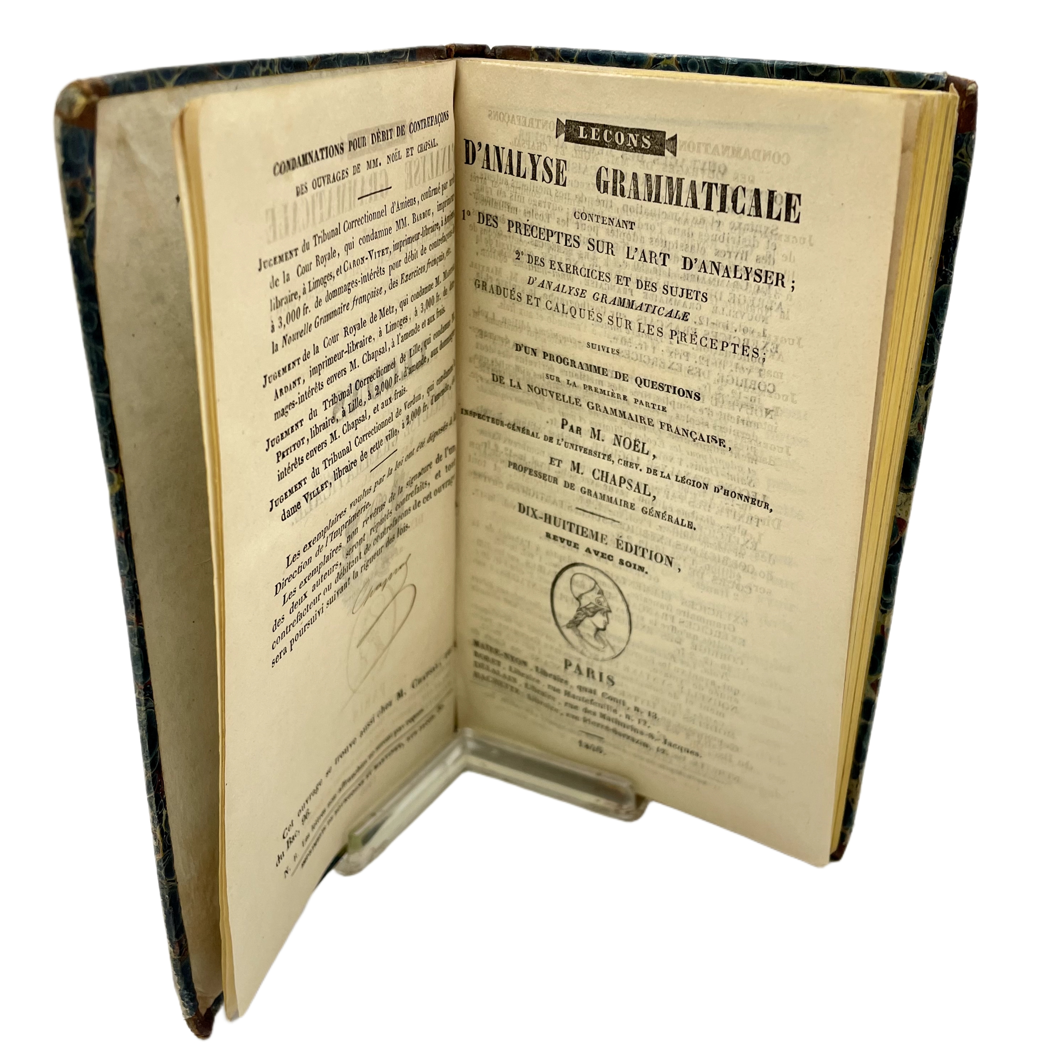 LEÇONS D'ANALYSE GRAMMATICALE CONTENANT 1º DES PRÉCEPTES SUR L'ART D'ANALYSER; 2º EXERCISES ET DES SUJETS. DIX-HUITIEME ÉDITION.