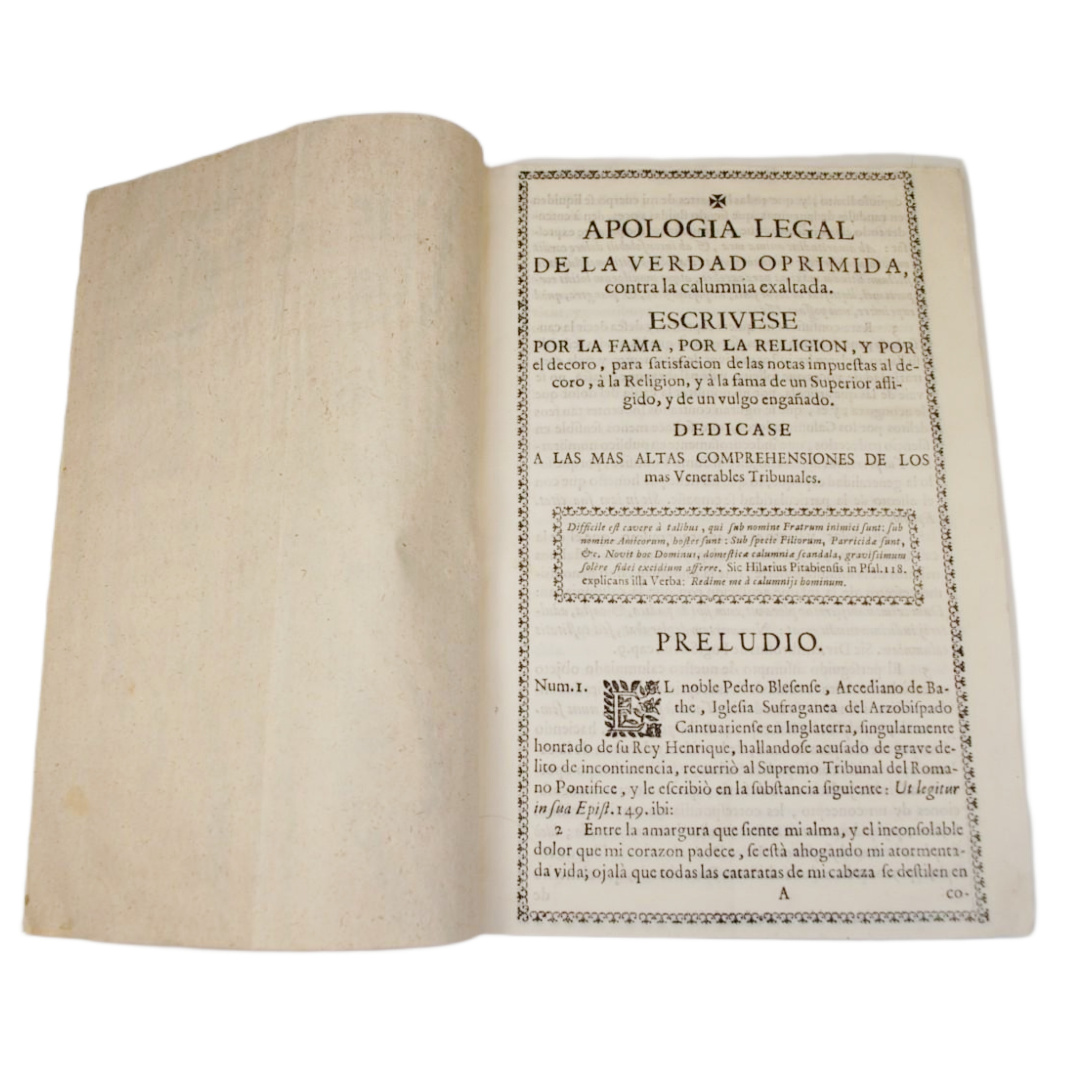 F. CALLEJO Y URBINA - APOLOGIA LEGAL DE LA VERDAD OPRIMIDA - C.1730