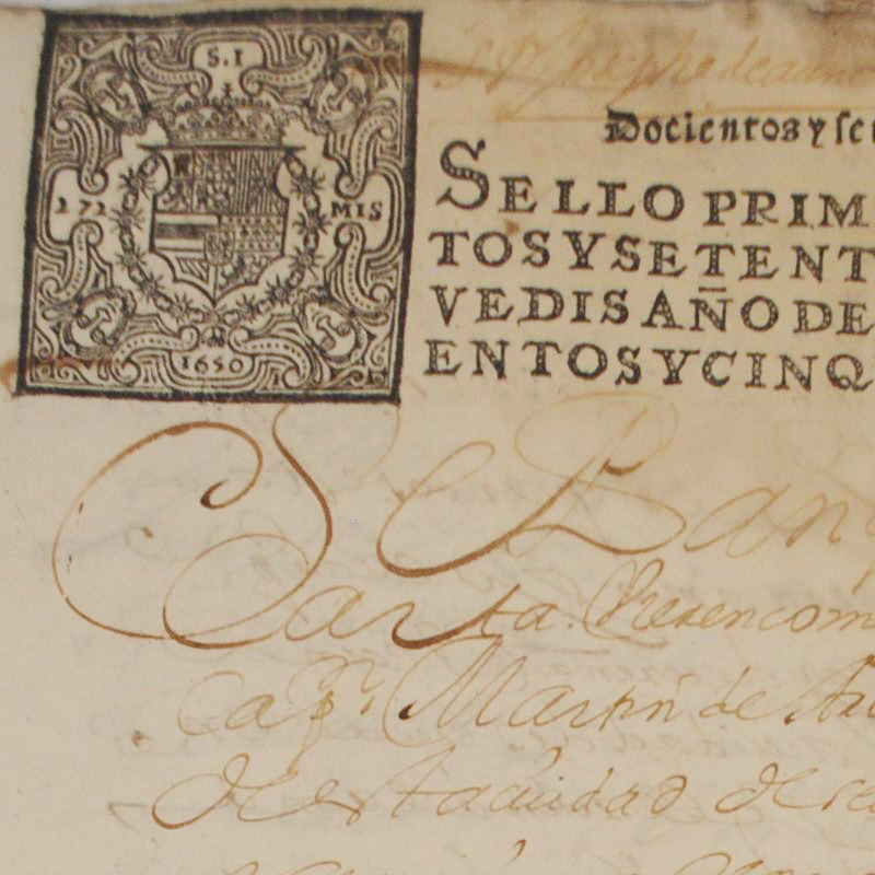 SELLO 1º FELIPE IV - PODER PARA MERCANCÍAS (272 MARAVEDIS) - 1650