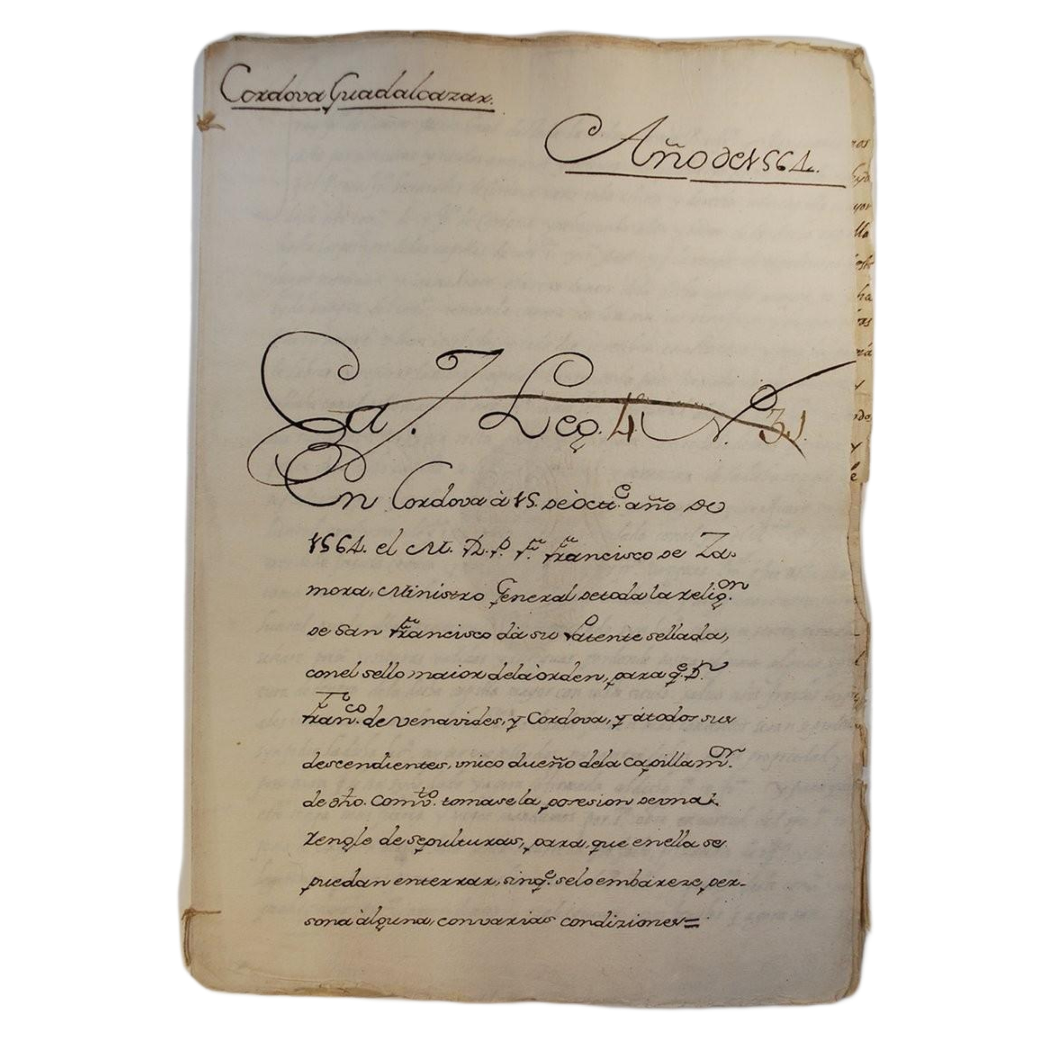 FRANCISCANOS - PERMISO DE ENTERRAMIENTO EN EL MONASTERIO - 1564