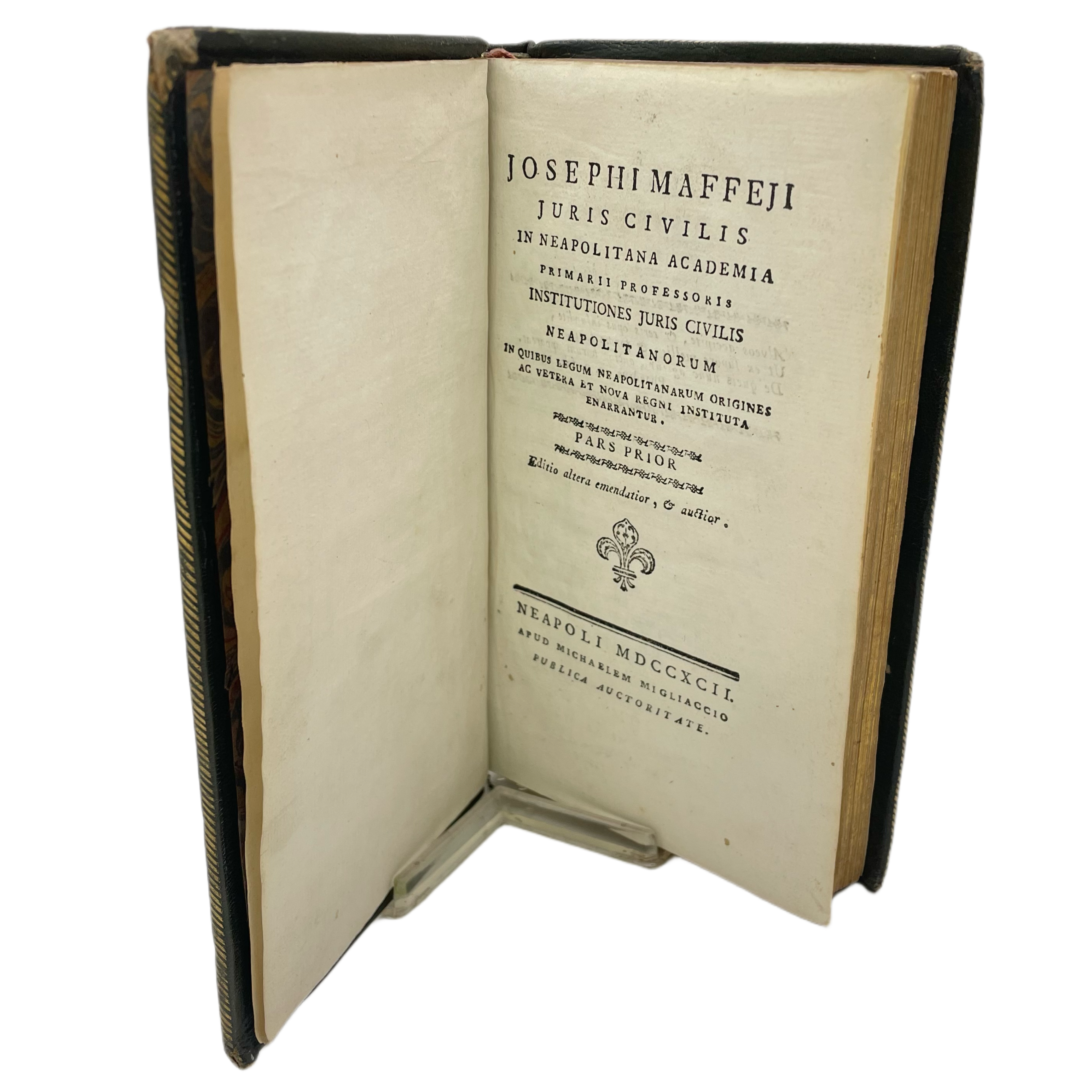 JOSEPHI MAFFEJI JURIS CIVILIS IN NEAPOLITANA ACADEMIA PRIMARII PROFESSORIS INSTITUTIONIS JURIS CIVILIS NEAPOLITANORUM, PARS PRIOR