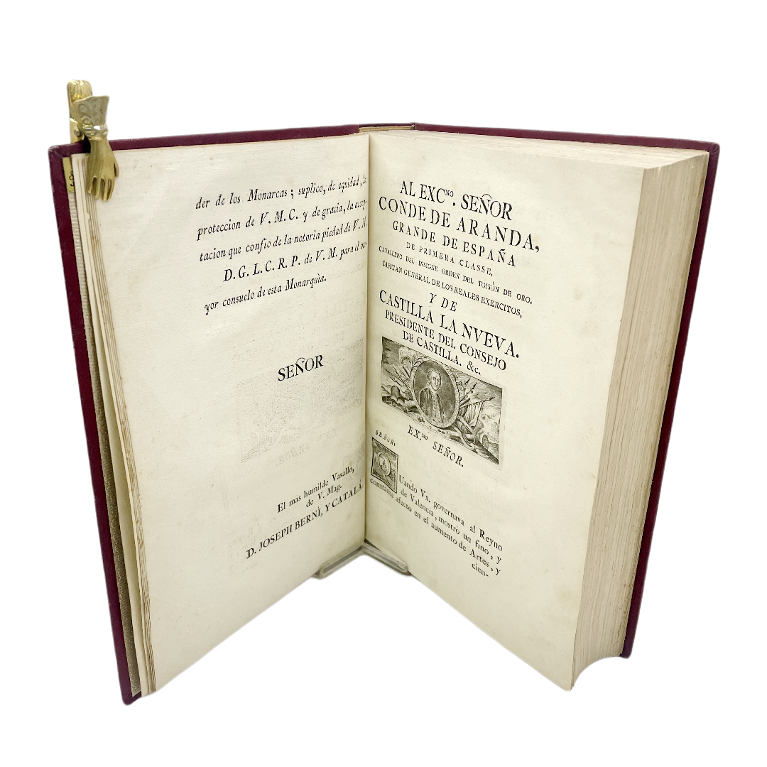 CREACIÓN ANTIGÜEDAD Y PRIVILEGIOS DE LOS TÍTULOS DE CASTILLA QUE ESCRIBE EL D. D. JOSEPH BERNI Y CATALA ABOGADO DE LOS R. CONSEJOS Y DEDICA AL REY N.S. D. CARLOS III DE BORBÓN QUE DIOS GUARDE. EN LA IMPRENTA DEL AUTOR PARA SUS OBRAS.