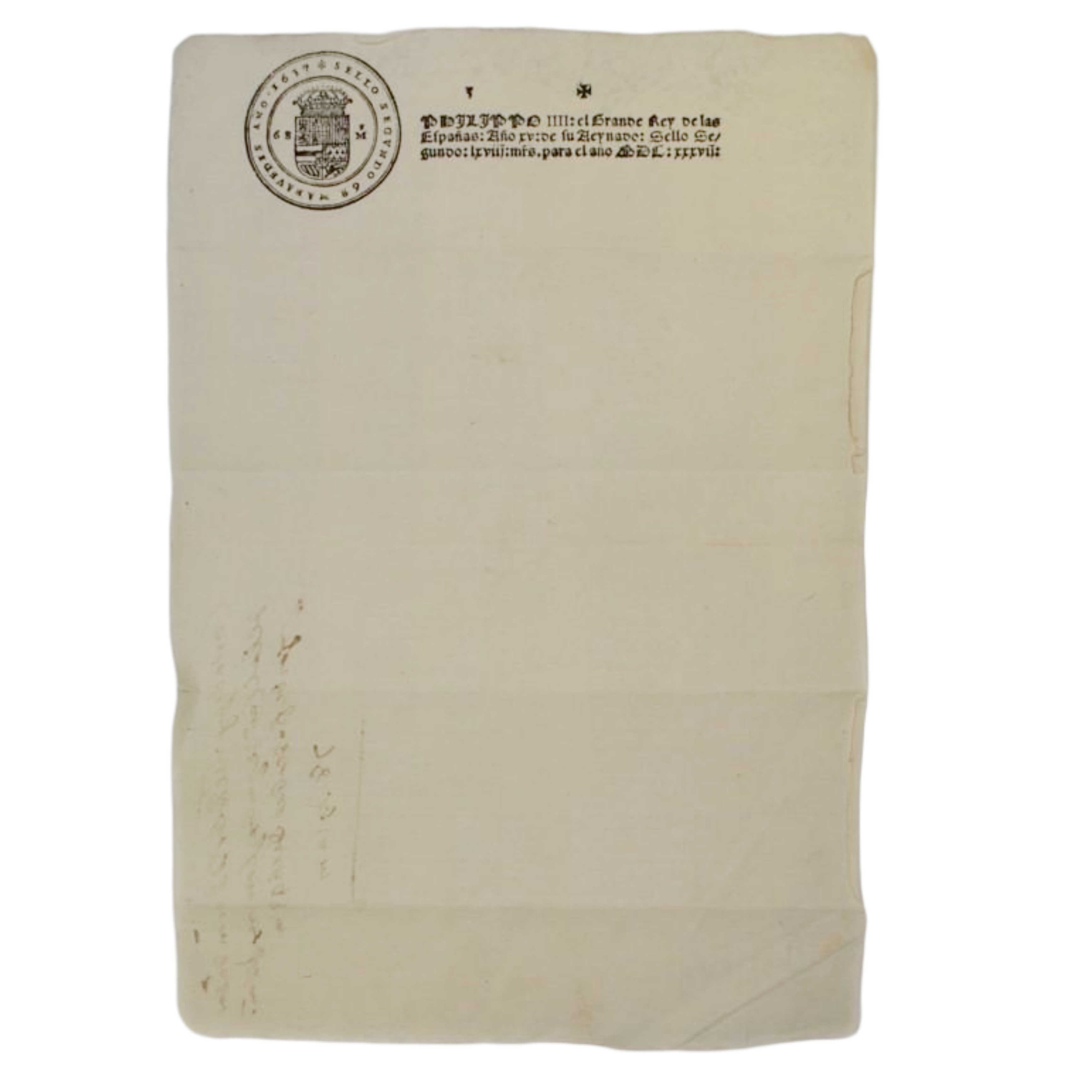 FELIPE IV SELLO SEGUNDO - CARTA DE PAGO - 1637
