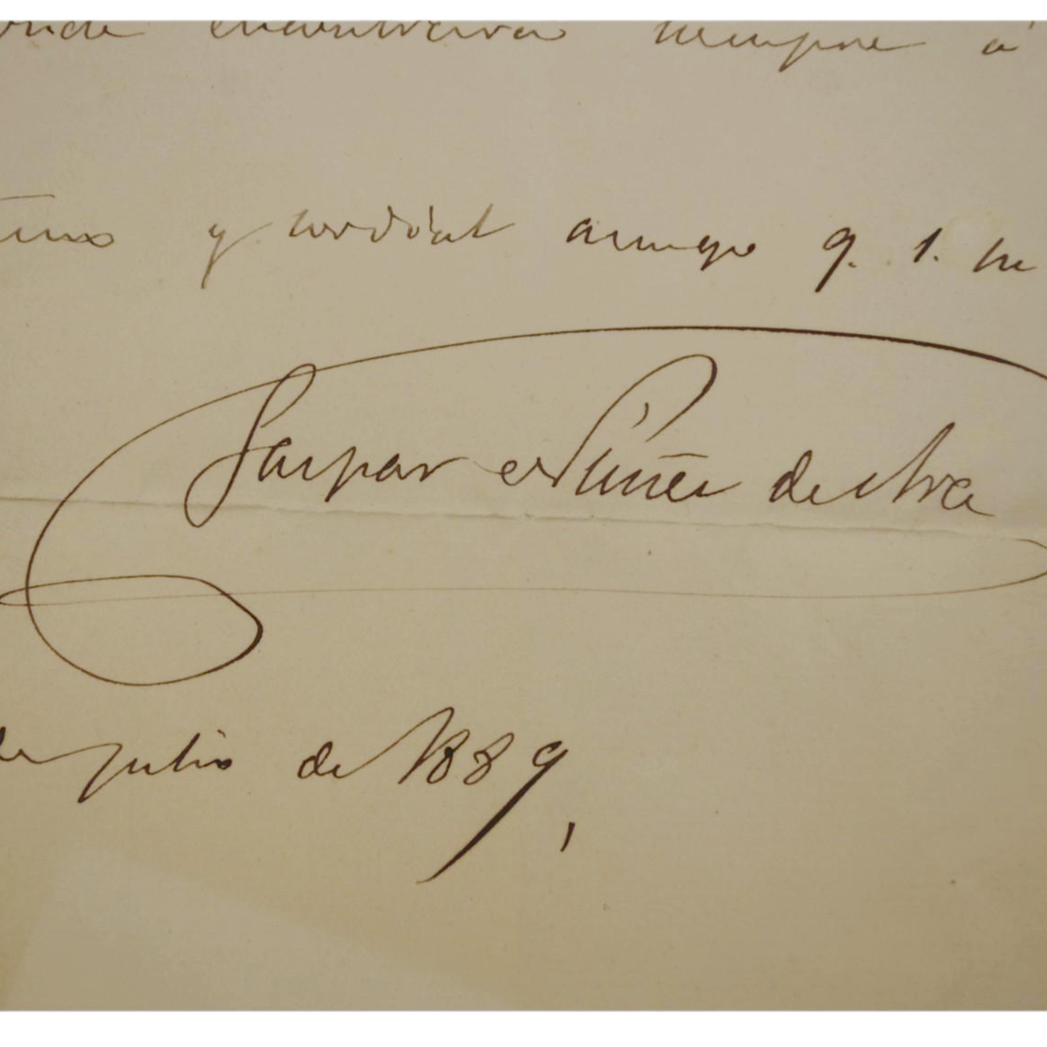 CARTA MANUSCRITA DE GASPAR NUÑEZ DE ARCE DIRIGIDA A RICARDO CATARINEU