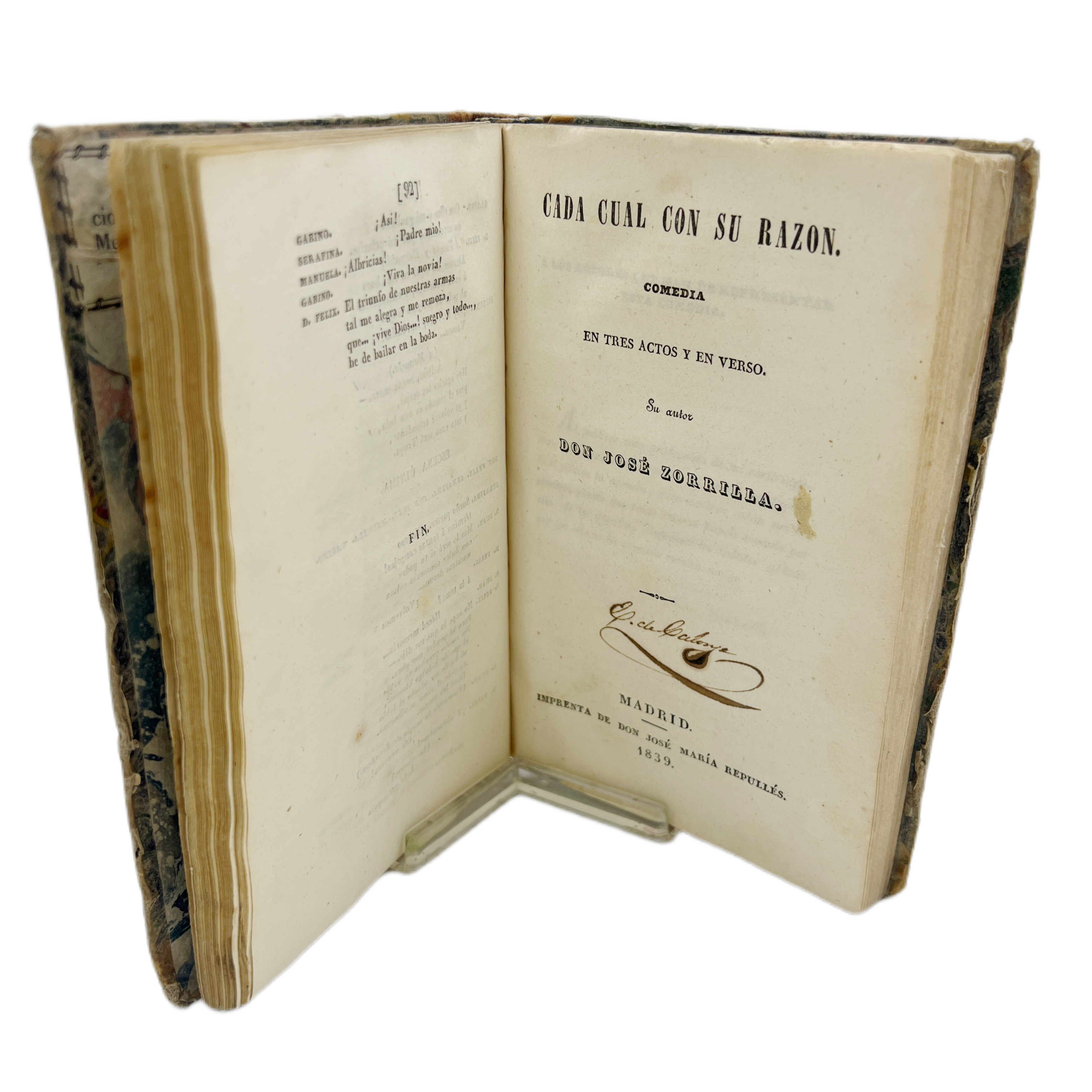 NO GANAMOS PARA SUSTOS, POR DON MANUEL BRETON DE LOS HERREROS (MADRID, IMPRENTA DE D. JOSÉ MARIA REPULLÉS, 1839) / CADA CUAL CON SU RAZÓN, SU AUTOR DON JOSÉ ZORRILLA (MADRID IMPRENTA DE REPULLÉS, 1839) / EL CAMPANERO DE SAN PABLO,...