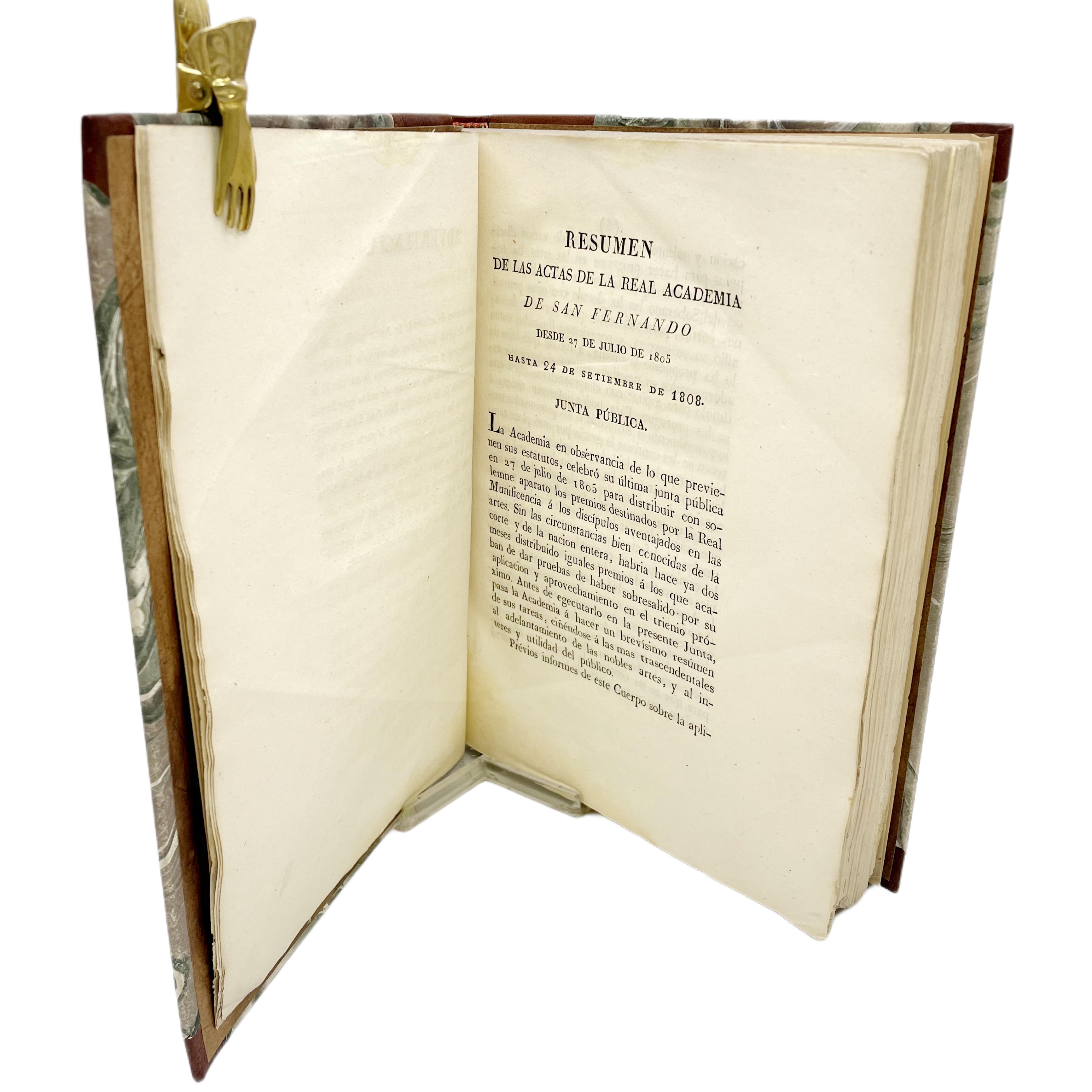 DISTRIBUCIÓN DE LOS PREMIOS CONCEDIDOS POR EL REY NUESTRO SEÑOR A LOS DISCÍPULOS DE LAS TRES NOBLES ARTES HECHA EN LA REAL ACADEMIA DE SAN FERNANDO EN LA JUNTA PÚBLICA DE 24 DE SEPTIEMBRE DE 1808