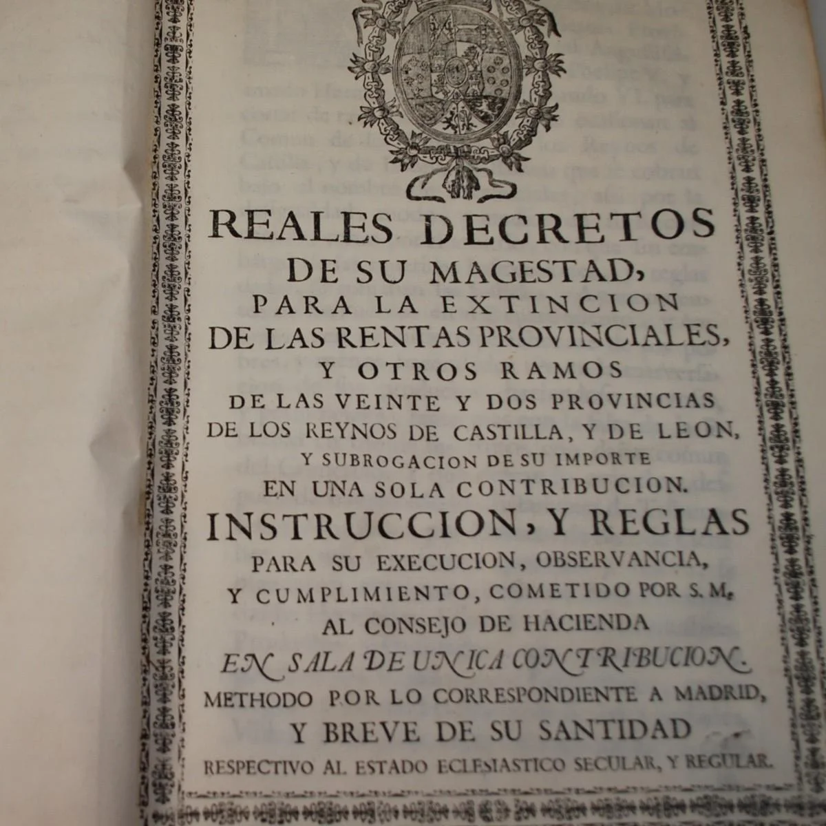 CONSEJO HACIENDA CARLOS III - EXTINCIÓN RENTAS PROVINCIALES - 1770