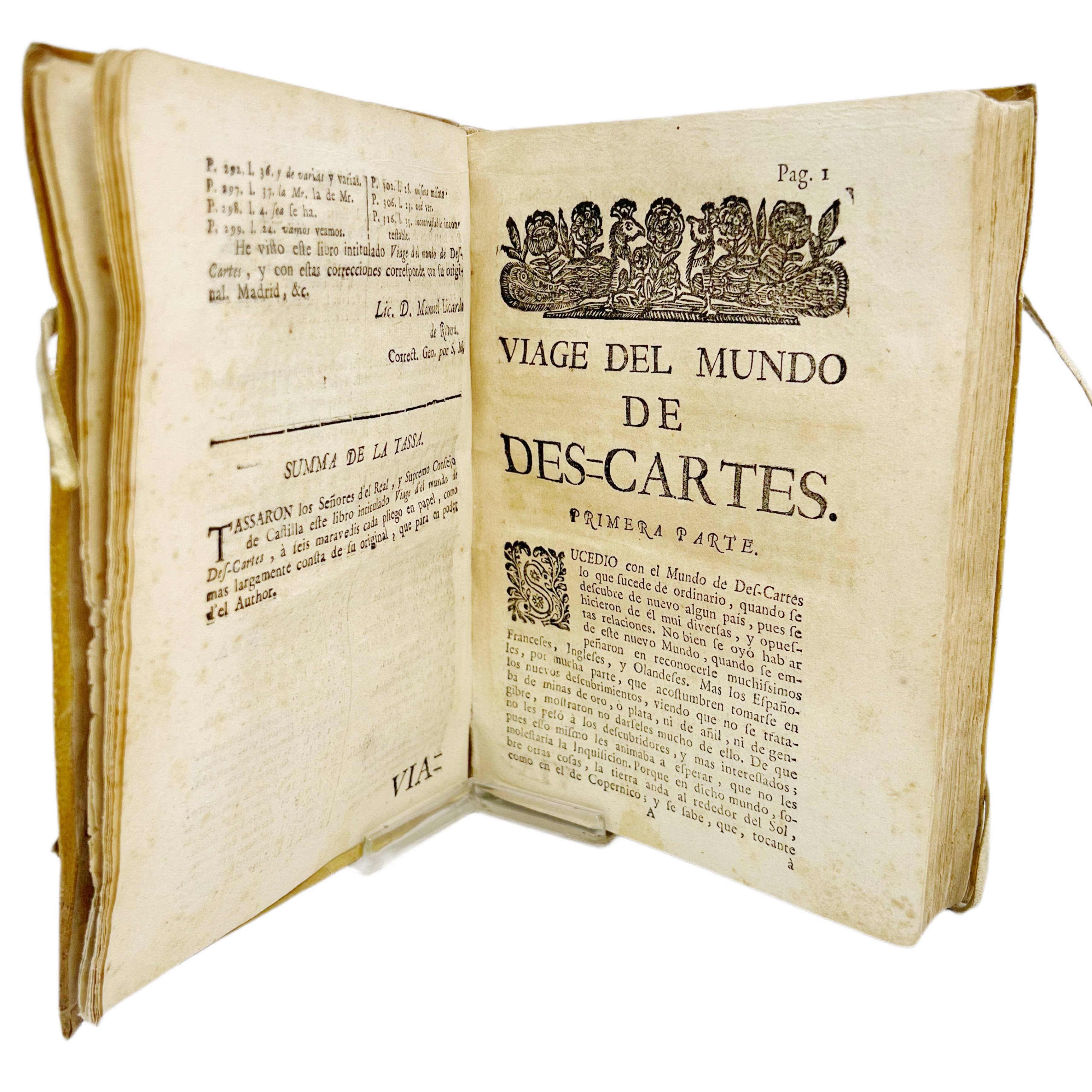 VIAGE D'EL MUNDO DE DES=CARTES, OBRA QUE ESCRIBIO Y PUBLICÓ EN FRANCES EL P. GABRIEL DANIEL DE LA COMPAÑIA DE JESUS, Y PUBLICA, TRADUCIDA EN CASTELLANO, DON GREGORIO ARAUJO.