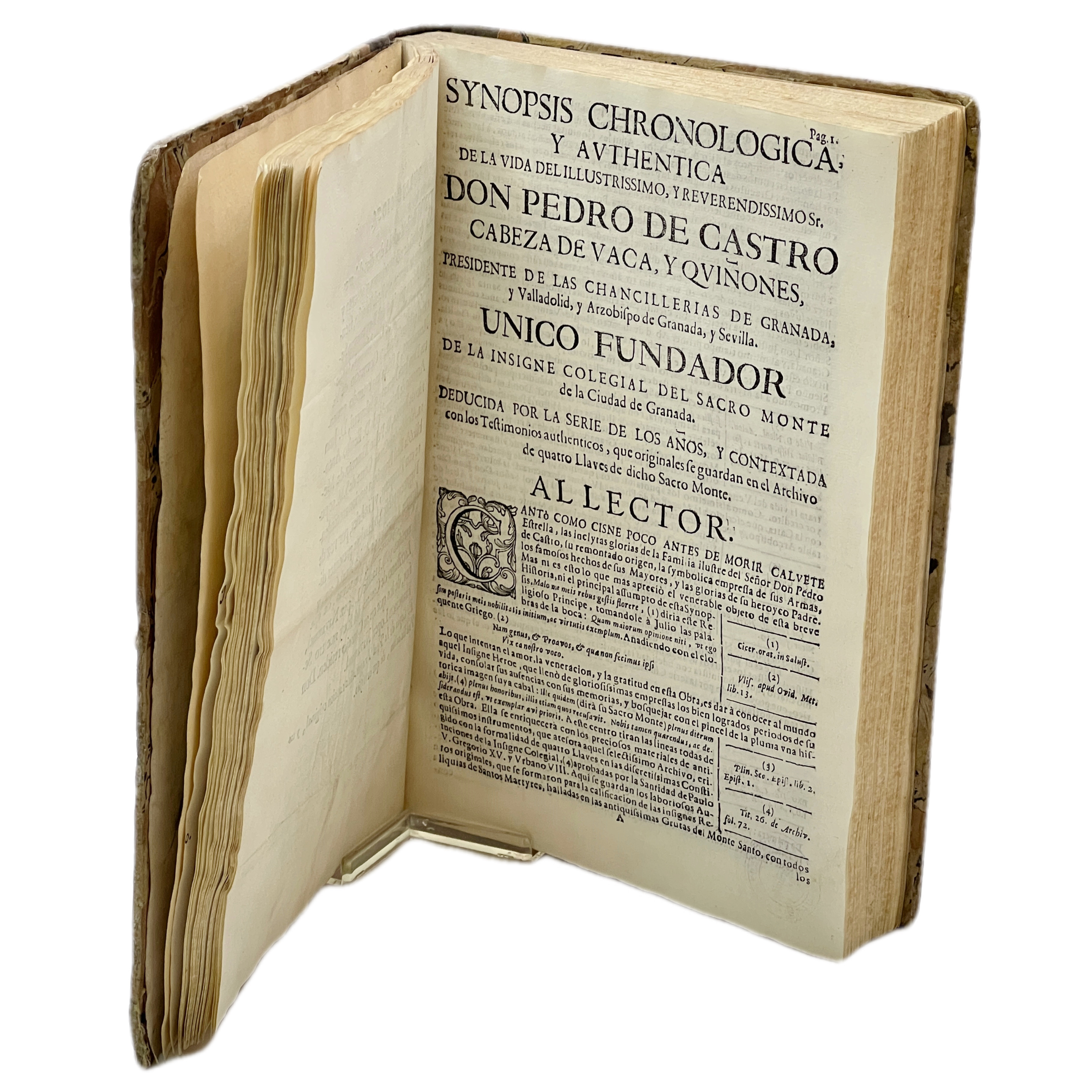 PAPELES VARIOS - CEDULAS - PROVISION - PRAGMATICA - SYNOPSIS CHRONOLOGICA Y AUTHENTICA DE LA VIDA DEL ILLUSTRISIMO Y REVERENDISSIMO SR. DON PEDRO DE CASTRO CABEZA D VACA Y QUIÑONES - GNOMON SEU GUBERNANDINORMA ABBATI ET CANONICIS SACRI MONTIS ILLIPUL