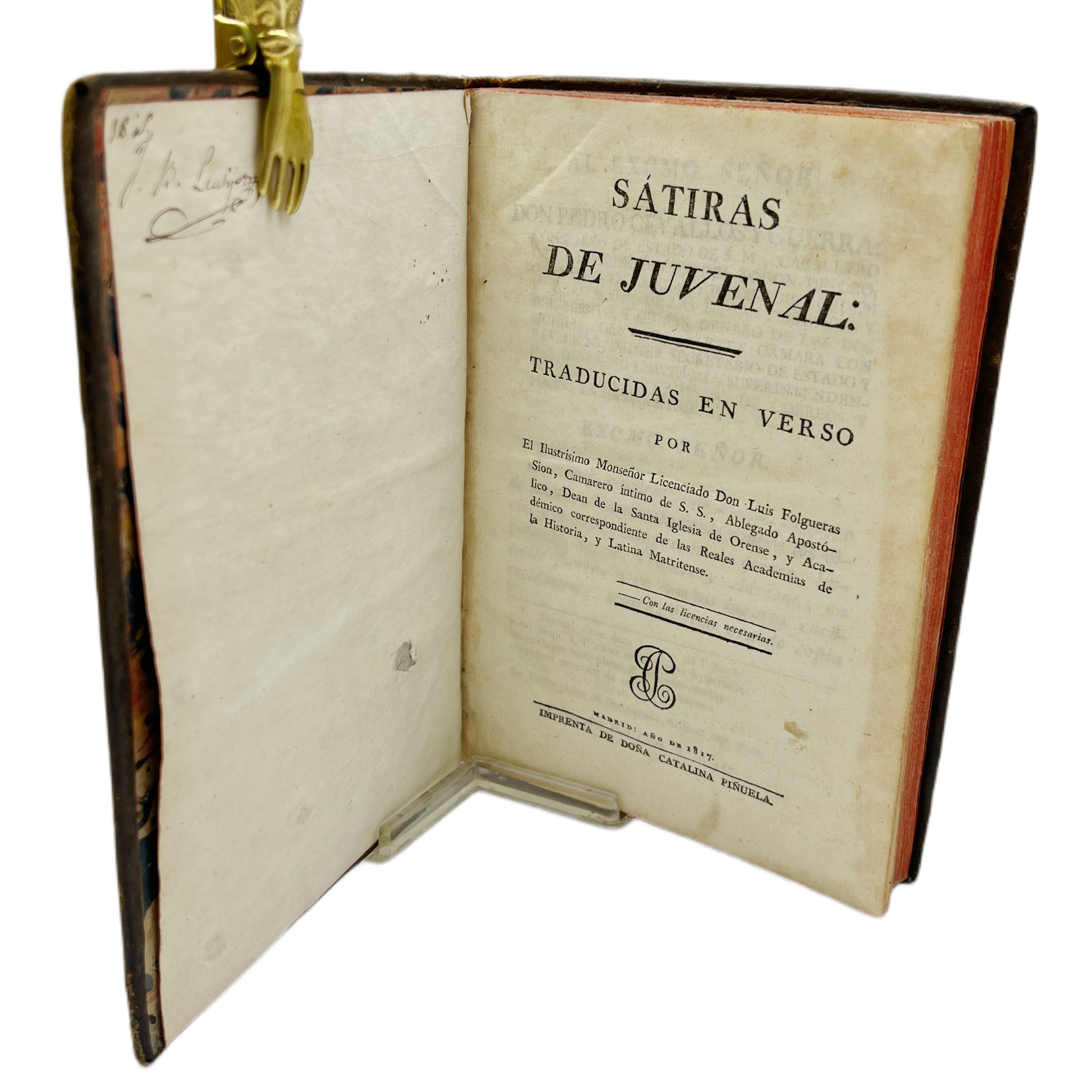 SÁTIRAS DE JUVENAL: TRADUCIDAS EN VERSO POR EL ILUSTRISIMO MONSEÑOR DON LUIS FOLGUERAS SION