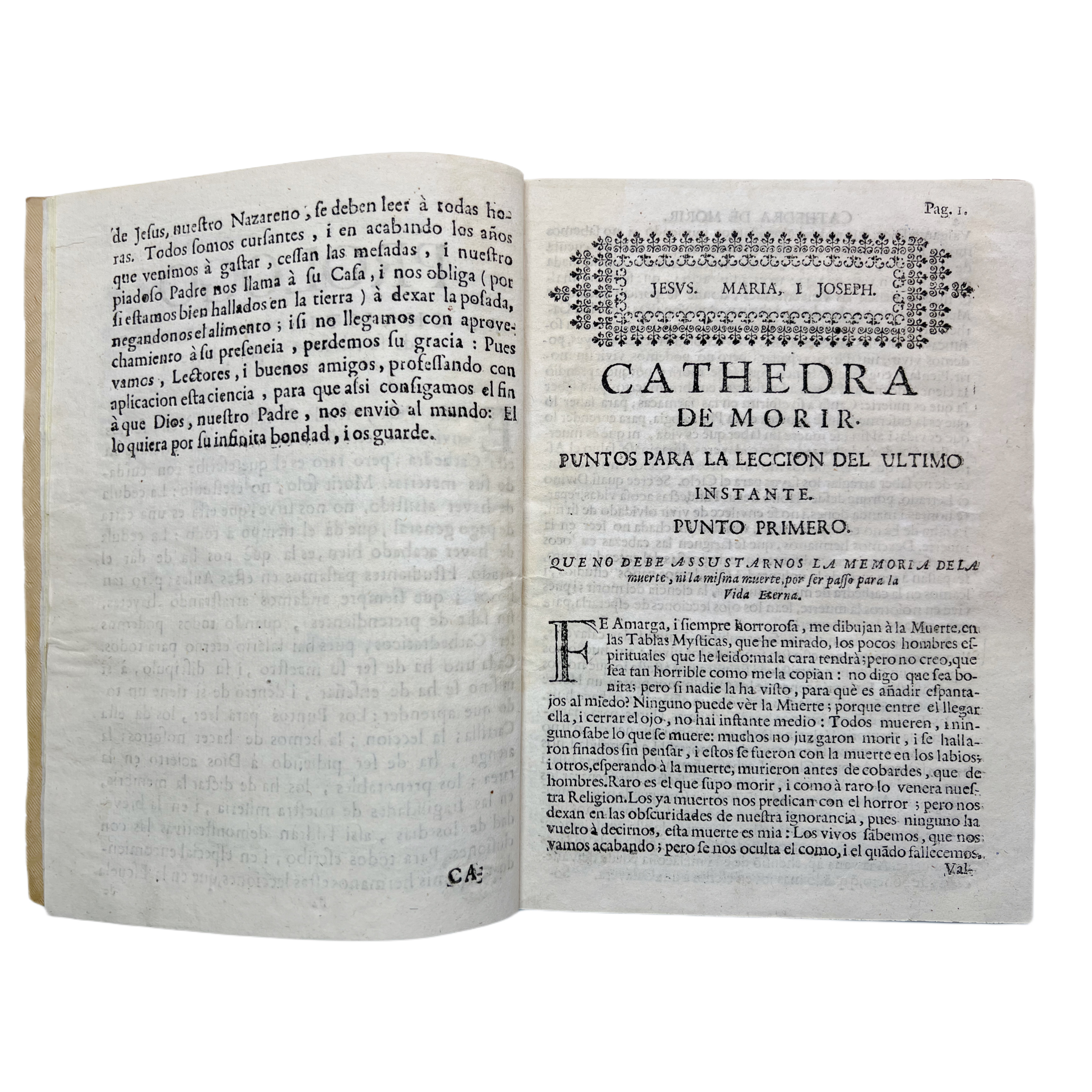 CATHEDRA DE MORIR. PUNTOS QUE SE HAN DE TOMAR EN LA VIDA, PARA LA LECCIÓN DEL ÚLTIMO INSTANTE