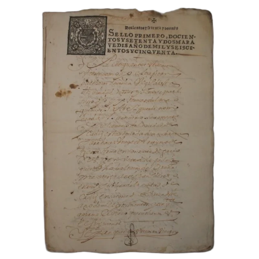 SELLO 1º FELIPE IV - DEUDAS CAPITANES BARCO (272 MARAVEDIS) - 1650