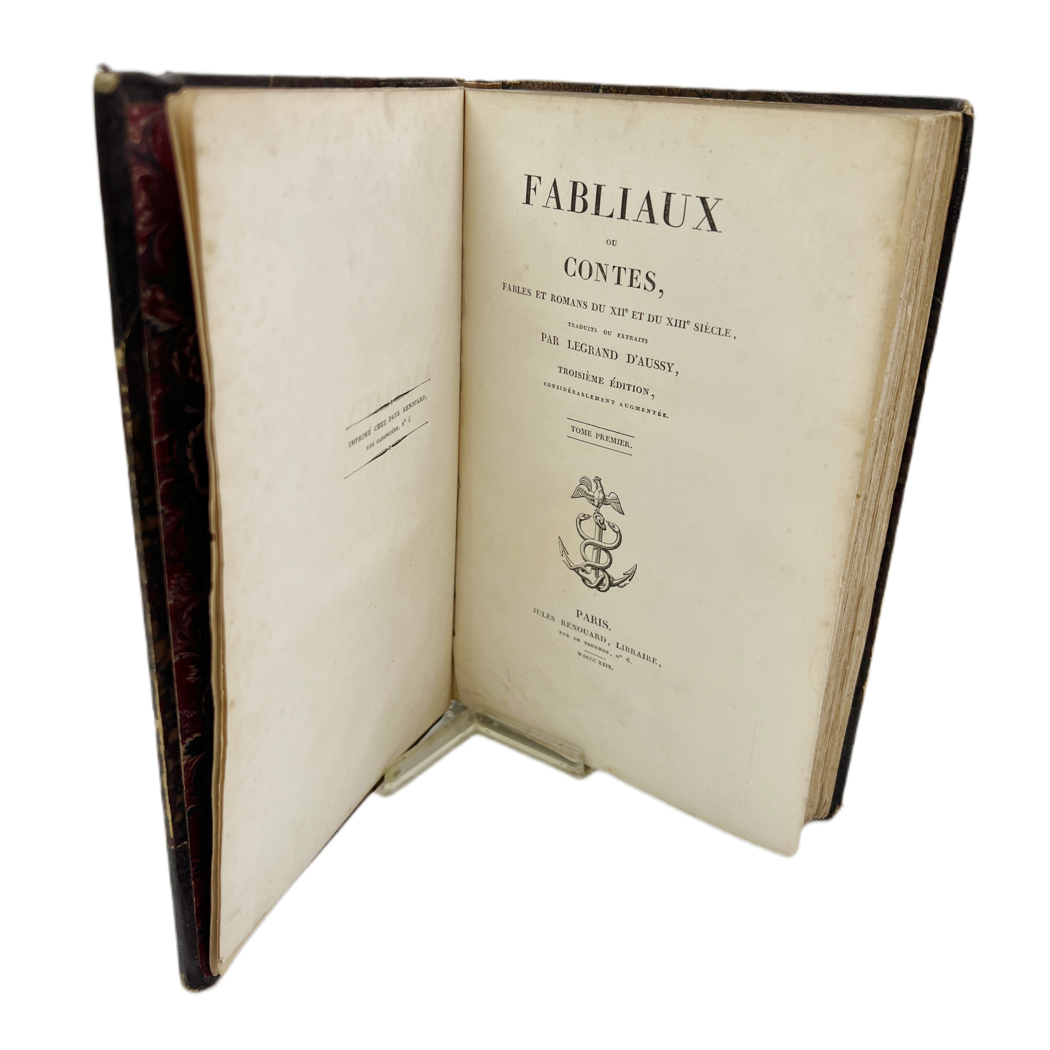 FABLIAUX OU CONTES, FABLES ET ROMANS DU XII ET DU XIII SIÈCLE TRADUITS OU EXTRAITS PAR LEGRAND D'AUSSY.