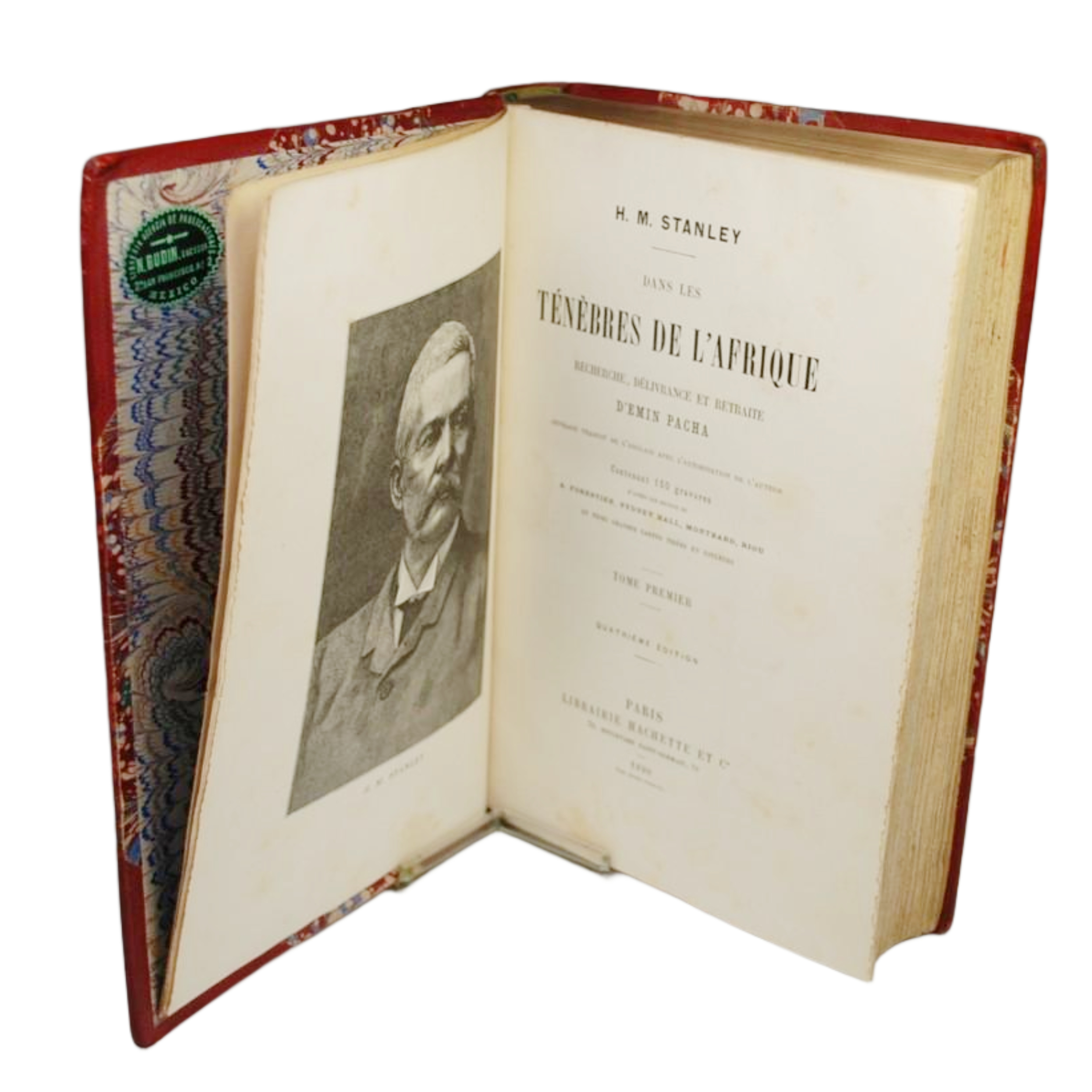 DANS LES TÉNÈBRES DE L'AFRIQUE RECHERCHE, DÉLIVRANCE ET RETRAITE D'EMIN PACHA OUVRAGE TRADUIT DE L'ANGLAIS AVEC L'AUTORISATION DE L'AUTEUR CONTENANT 150 GRAVURES D'APRÈS LES DESSINS DE A. FORESTIER, SYDNEY HALL, MONTBARD, RIOU ET TROIS GRANDES CARTES